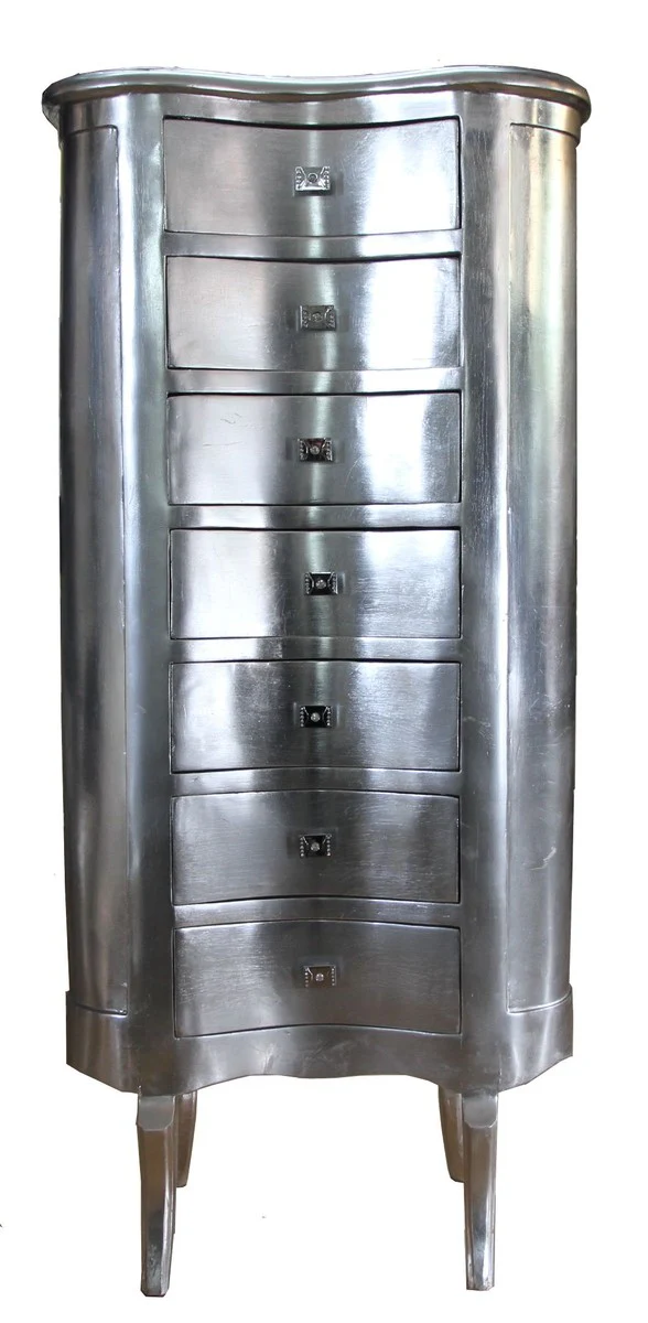 Baroque chest of drawers silver with 7 drawers oval - antique style - baroque furniture