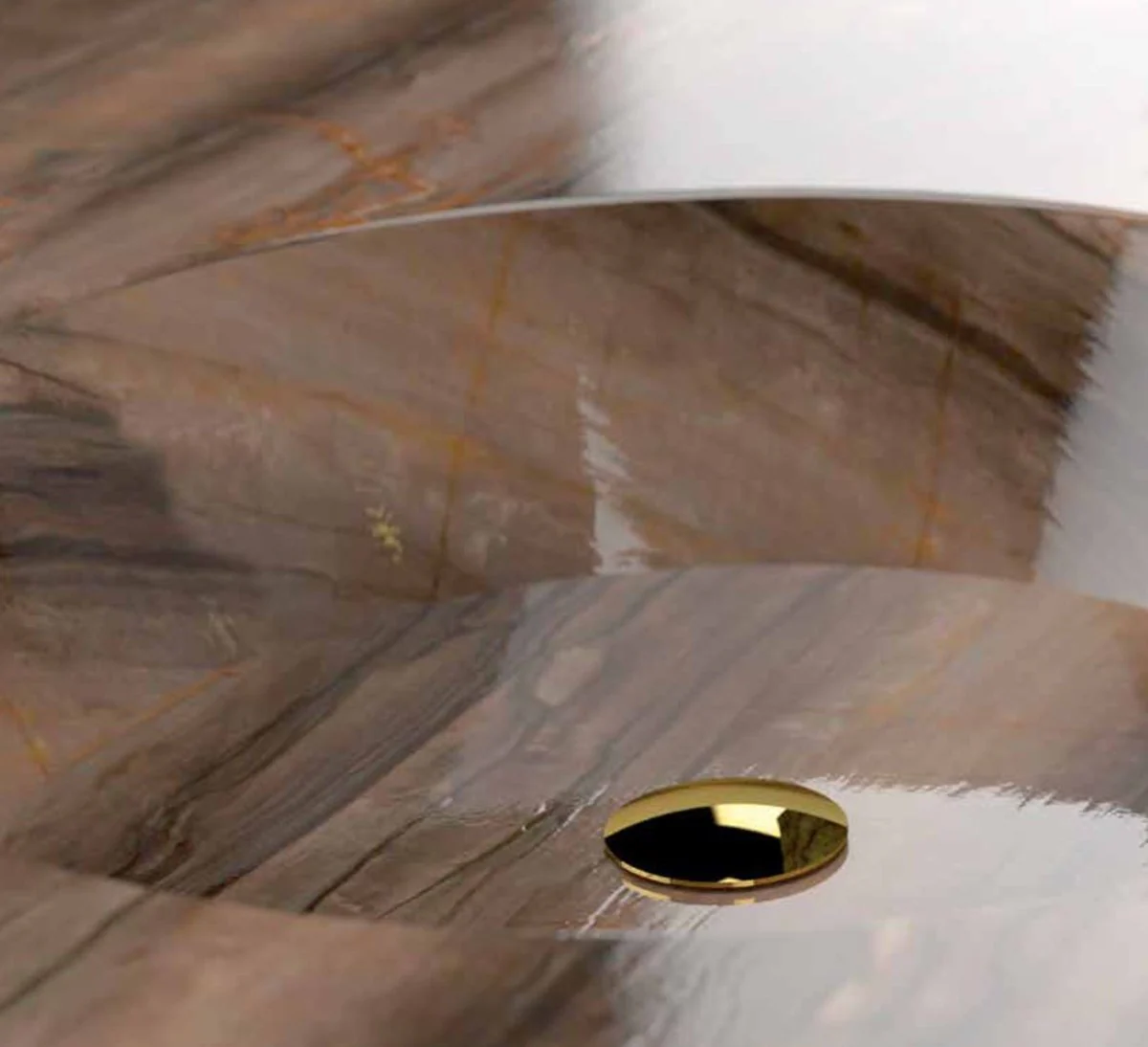 Luxury washbasin fitting with Swarovski crystal glass gold H. 15 cm - single hole mixer with waste set - luxury bathroom accessories - Made in Italy