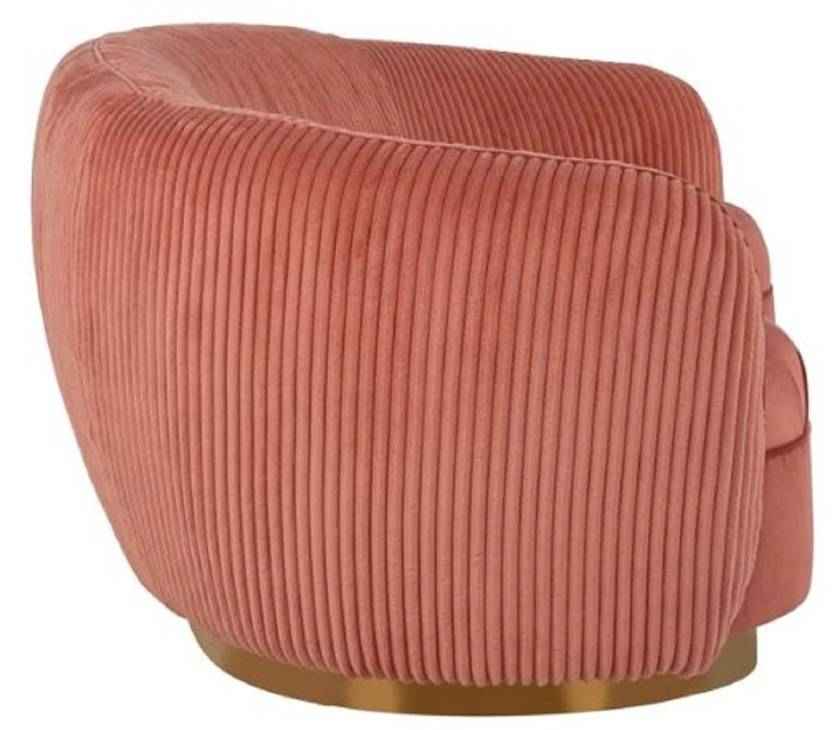 Luxury sofa pink / gold 221 x 98 x H. 72 cm - Curved living room sofa - Living room furniture - Living room furnishings - Luxury furniture - Luxury furnishings - Furniture luxury