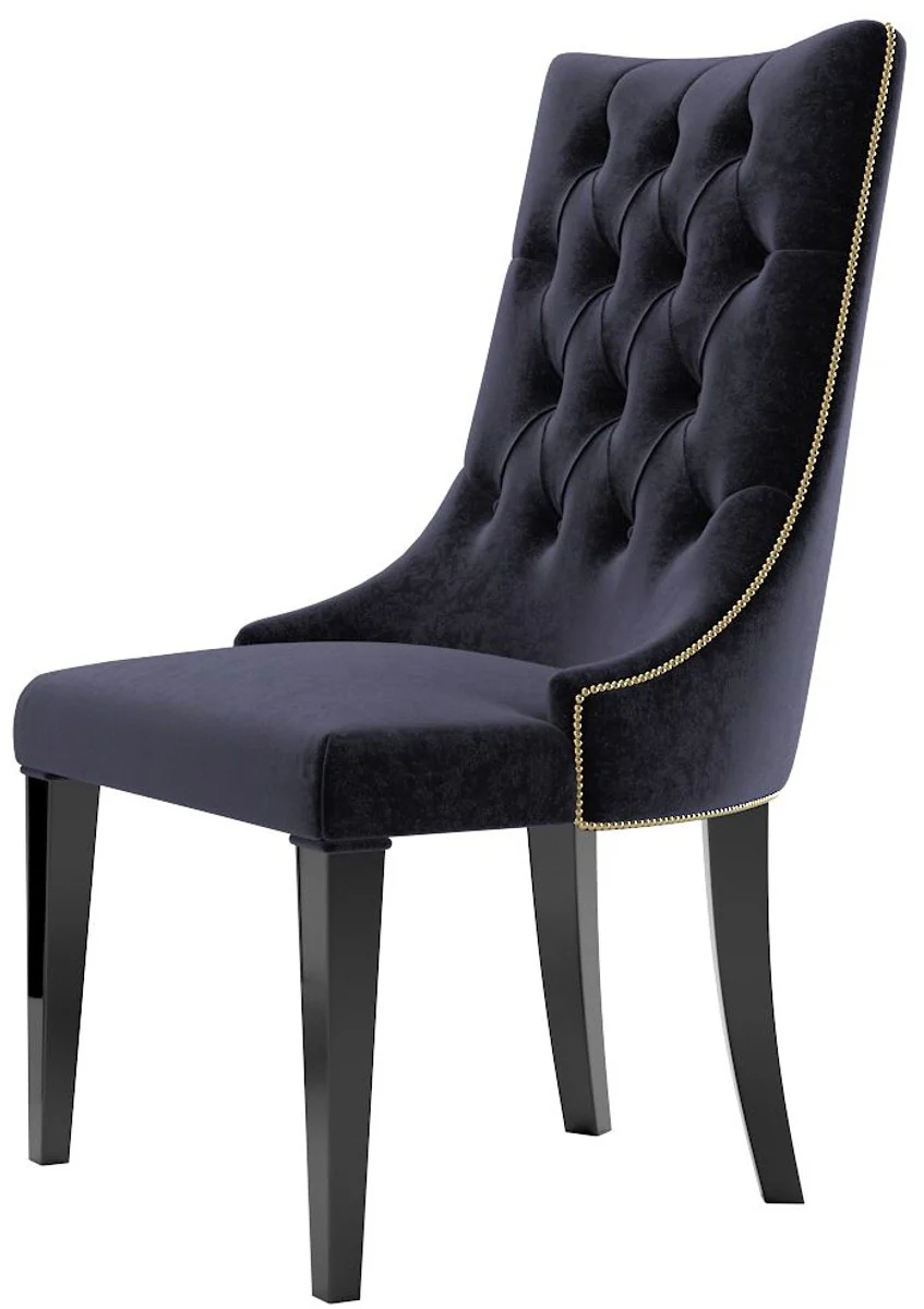 Luxury Baroque dining room chair set purple / black / gold 54 x 55 x H. 110 cm - Noble kitchen chairs with velvet fabric - Baroque chairs set of 6 - Dining room furniture