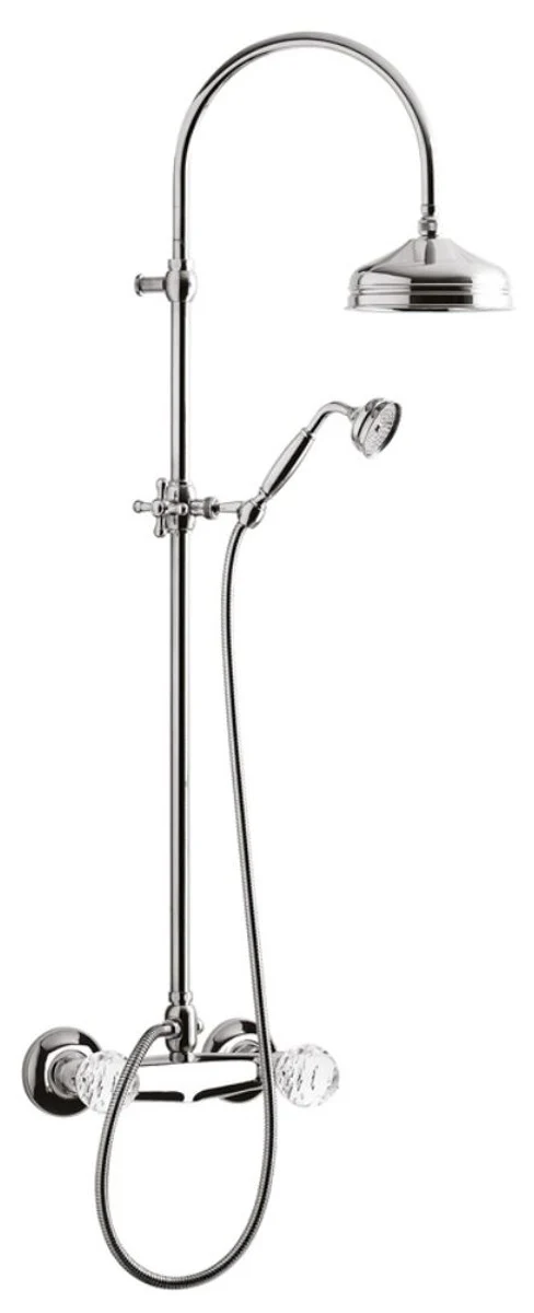 Luxury bathroom shower set with Swarovski crystal glass silver - Art Nouveau retro shower and tub fitting chrome shower set