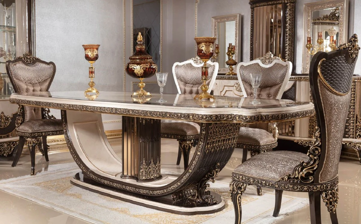Luxury baroque dining room set - 1 dining table 250 cm & 6 chairs