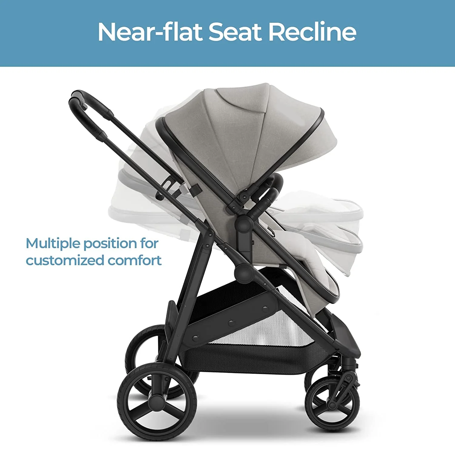 Umwandelbarer Kinderwagen mit Stubenwagen-Modus – faltbarer Kinderwagen, um als Familie mehr zu erkunden – Kleinkind-Kinderwagen mit umkehrbarem Kinderwagensitz