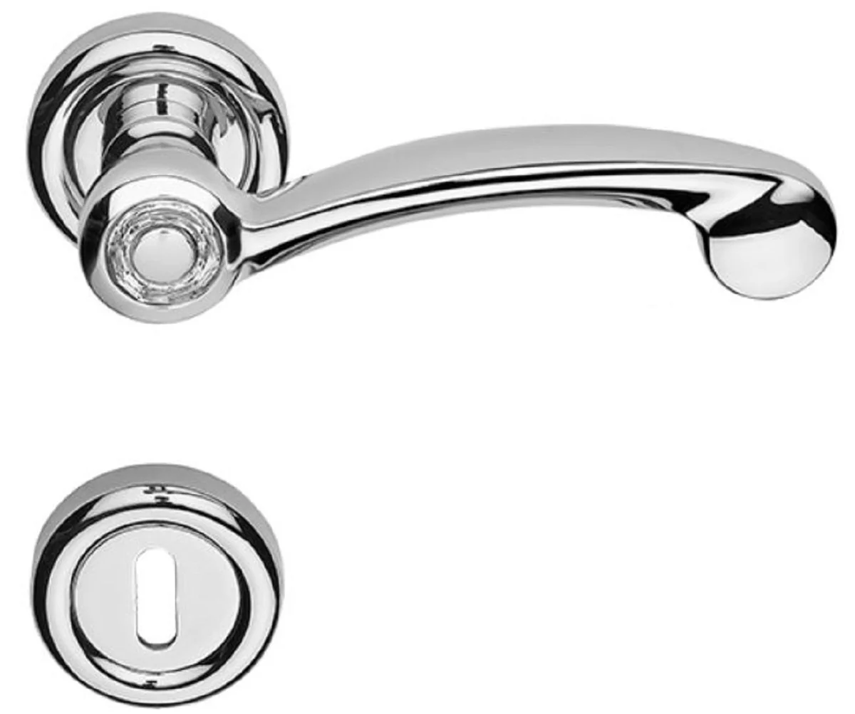 Luxury door handle set silver 14.5 x H. 5 cm - Modern door handles with Swarovski crystal glass - Luxury quality - Made in Italy