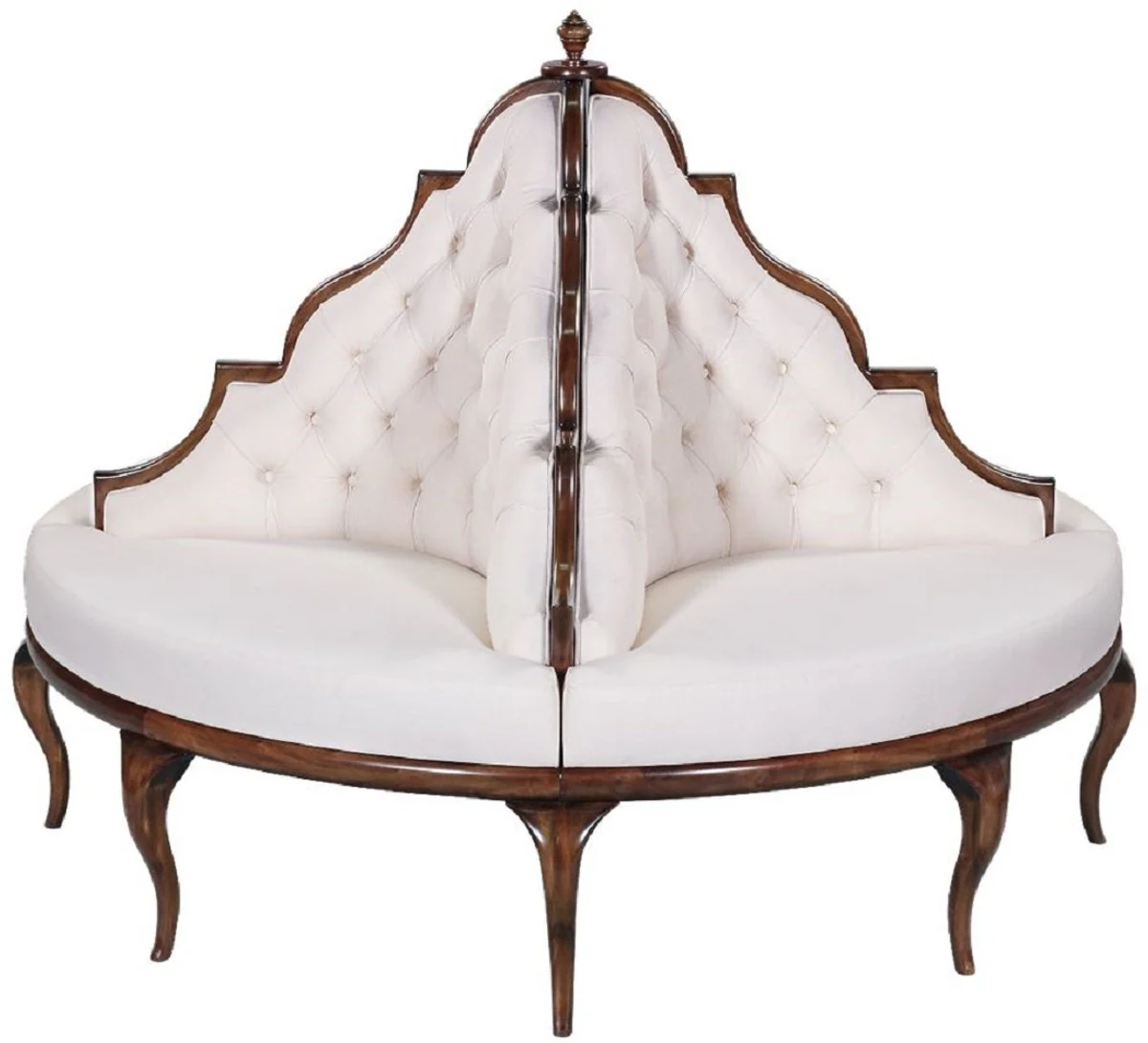 Luxury Baroque Round Sofa White / Dark Brown - Handcrafted Round Sofa - Baroque Hotel & Restaurant Furniture