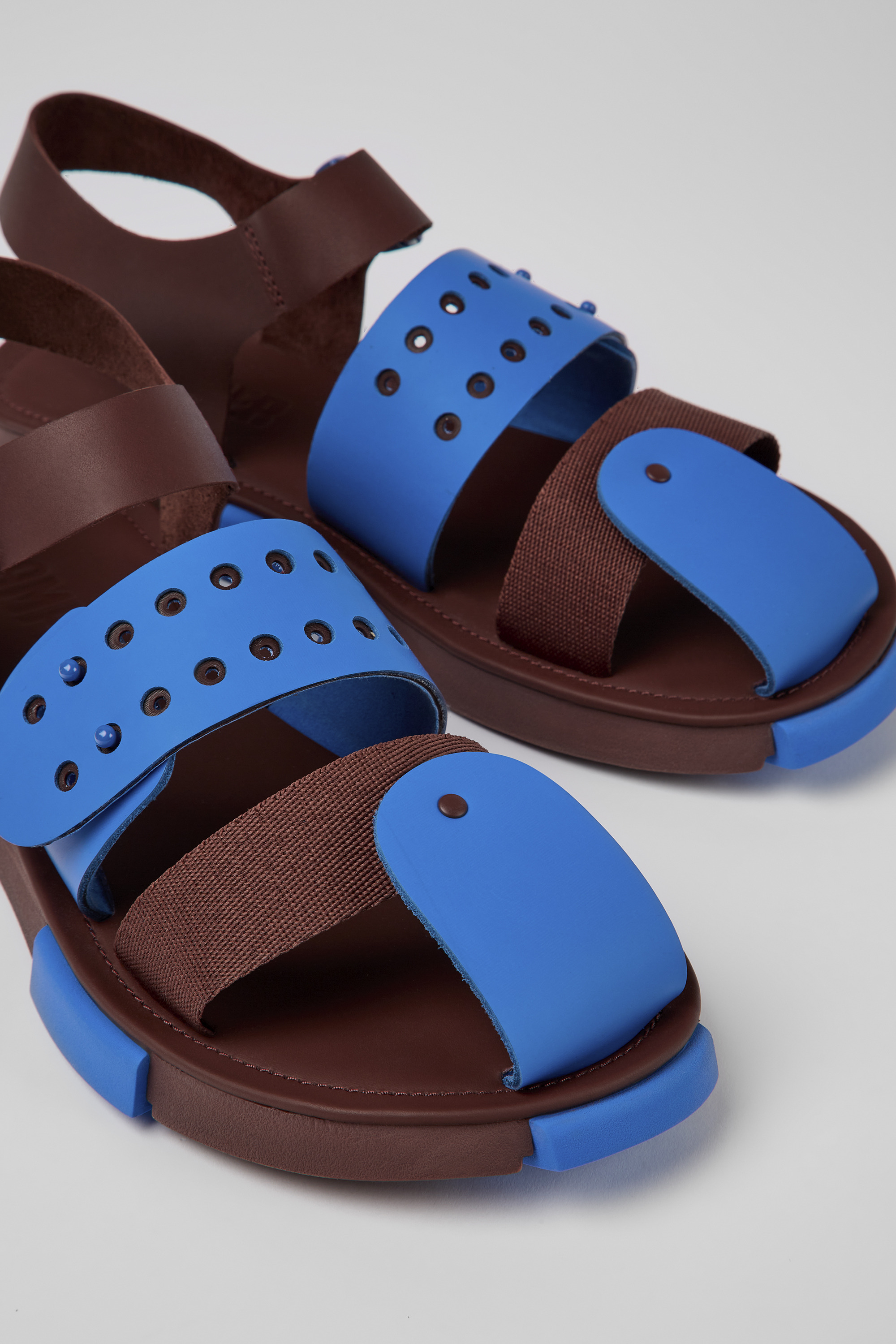 Set - Blau und Burgunder Leder Sandalen für Herren