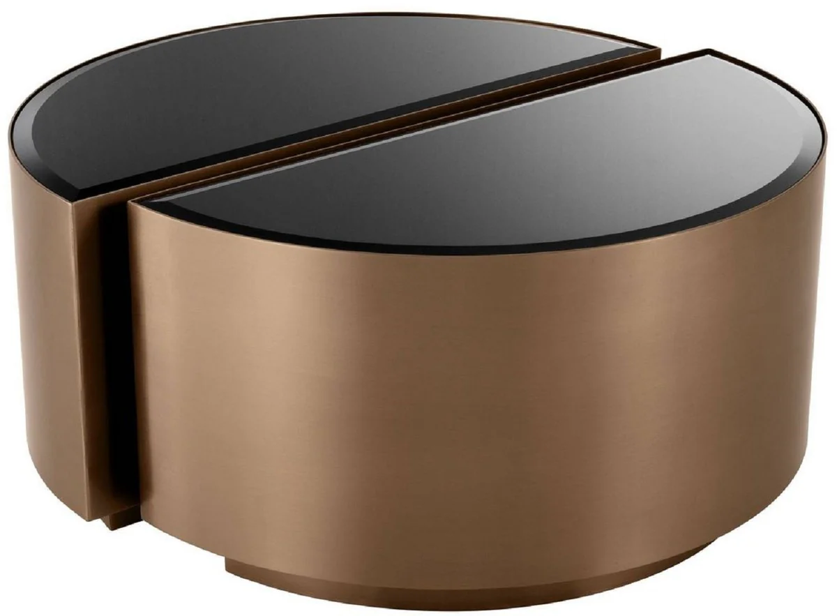 Luxury side table set copper / black - 2 semicircular stainless steel tables with beveled glass tops - luxury living room furniture