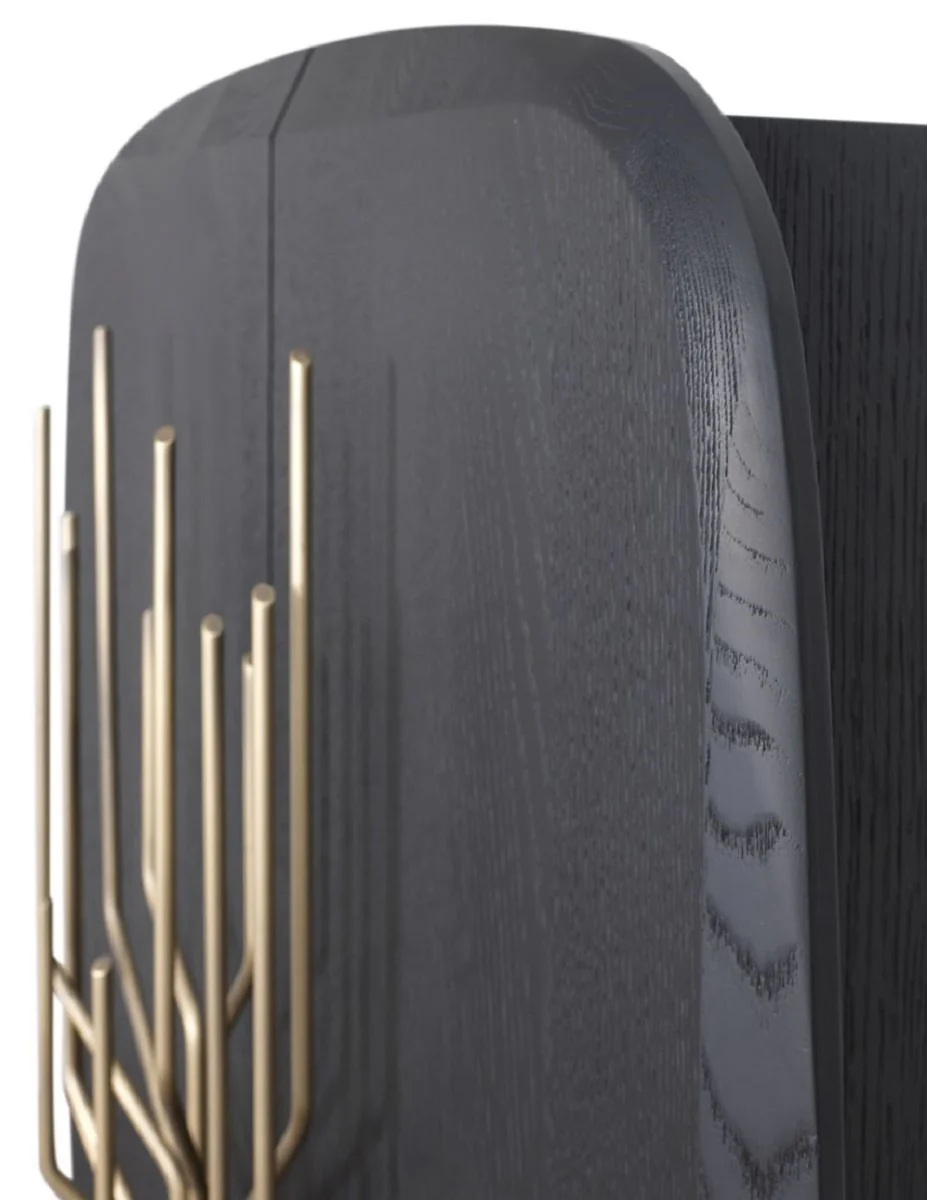 Luxury bar cabinet black / antique brass 88 x 55 x H. 152 cm - Solid wood wine cabinet with 2 doors - Living room furniture - Bar furniture - Hotel furniture - Luxury collection