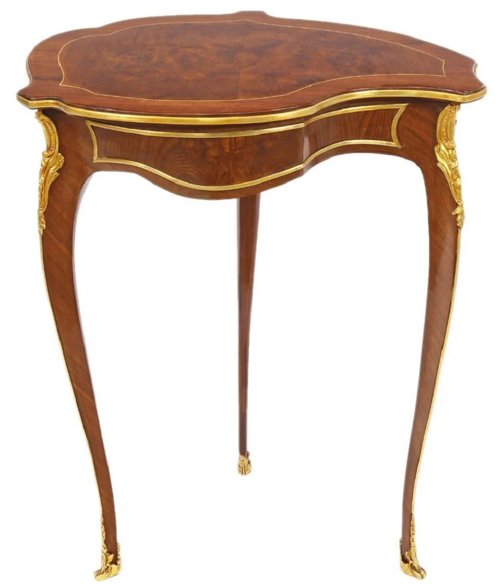 Baroque mahogany side table brown / gold 56 x 40 x H. 75 cm - Baroque living room furniture