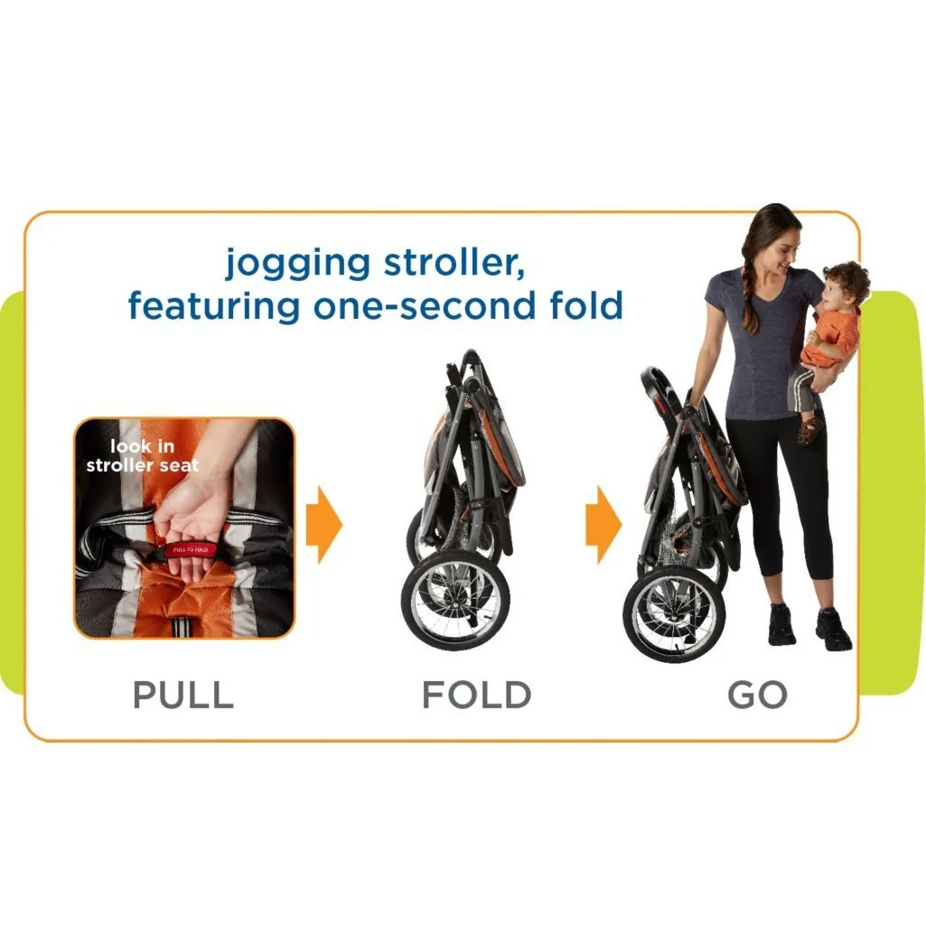 FastAction Fold Jogger Reisesystem | Beinhaltet den FastAction Fold Jogging-Kinderwagen und den SnugRide 35-Kindersitz, Gotham