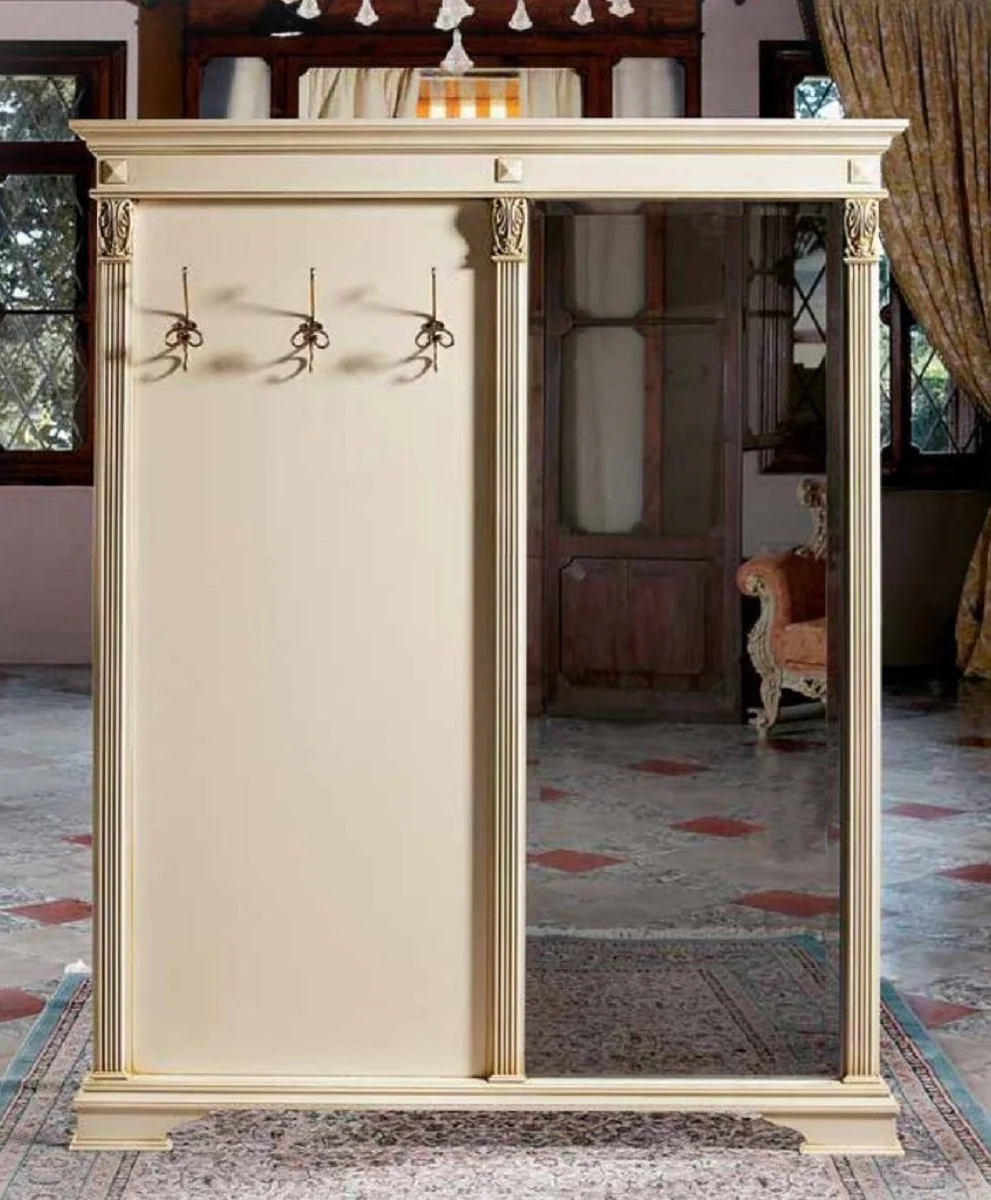 Luxury baroque wardrobe with mirror cream / gold - solid wood wardrobe in baroque style - luxury wardrobe furniture in baroque style - baroque furniture - luxury quality - Made in Italy