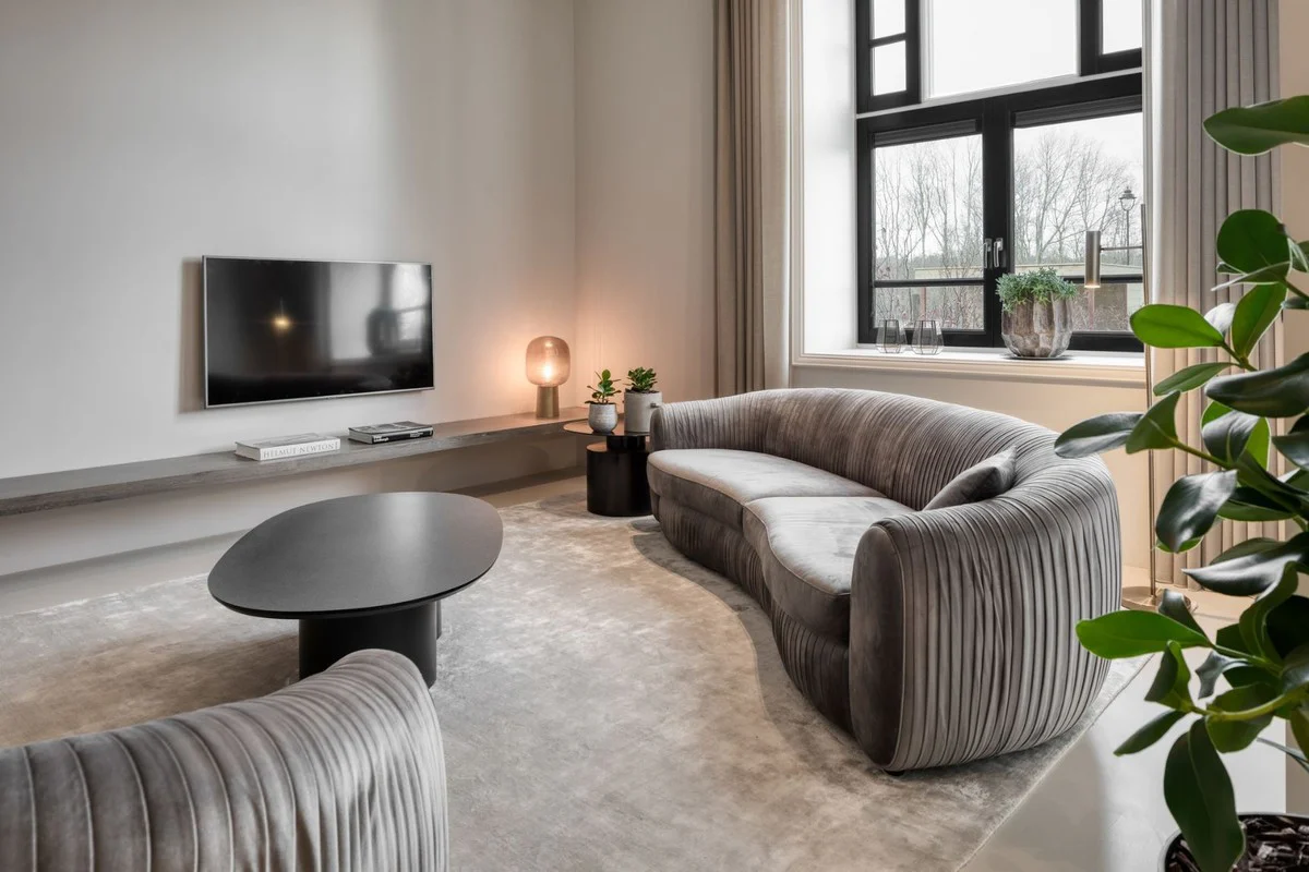 Luxury velvet couch gray 250 x 101 x H. 74 cm - Elegant living room sofa - Luxury furniture