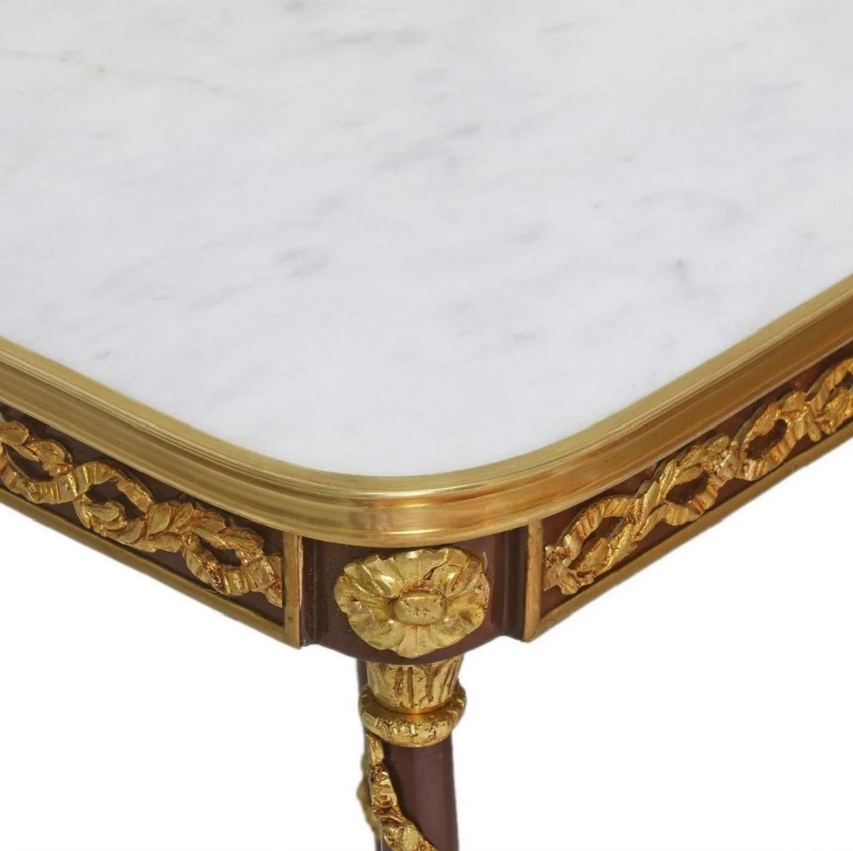 Baroque side table brown / gold / white 45 x 45 x H. 78 cm - handmade solid wood table in baroque style - baroque living room furniture