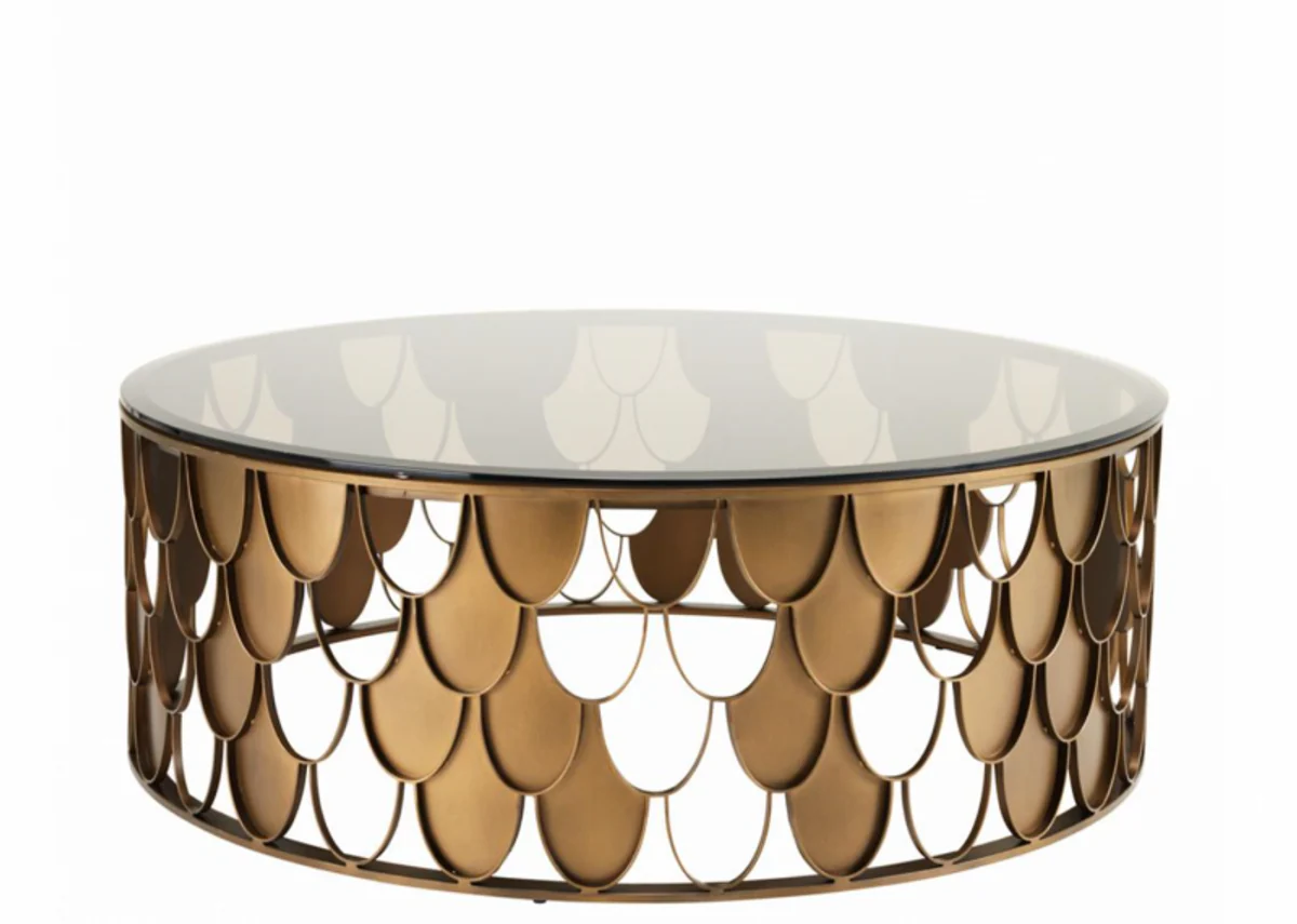 Art Deco Luxury Designer Coffee Table Antique Copper - Living Room Salon Table - Luxury Furniture