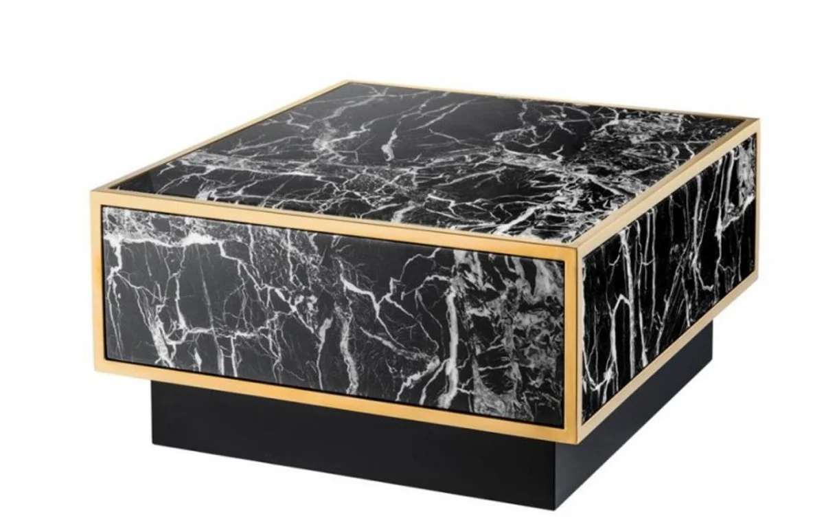 Art Deco Luxury Coffee Table Faux Marble Gold Finish Set of 4 - Living Room Salon Table - Luxury Furniture