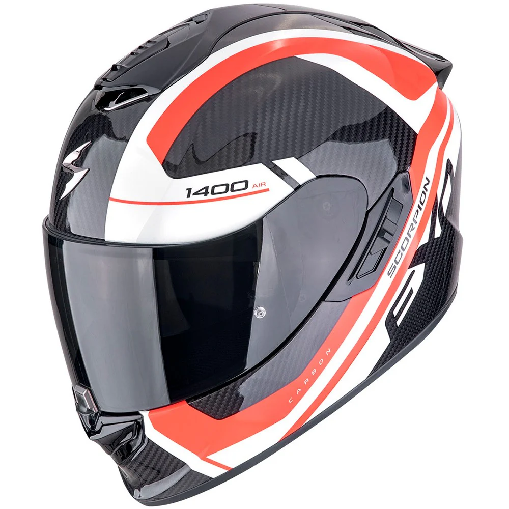 CASCO SCORPION EXO 1400 EVO II CARBON ENKO BLANCO / ROJO / NEGRO