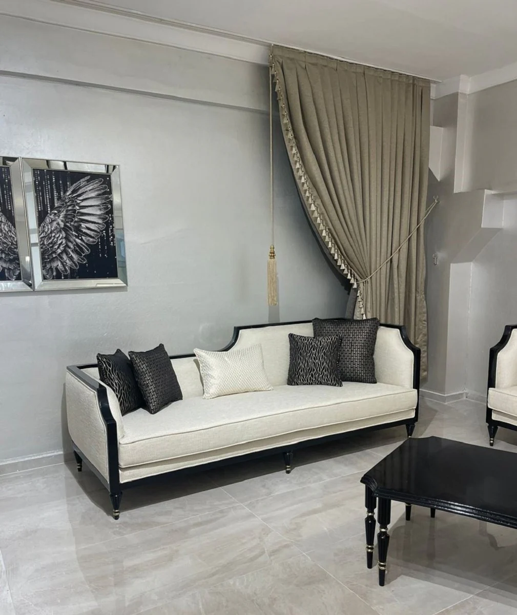 Luxury Art Deco Sofa Natural Colors / Black / Gold - Living Room Sofa - Living Room Furniture - Art Deco Furniture - Luxury Furniture - Art Deco Furnishings - Luxury Furnishings