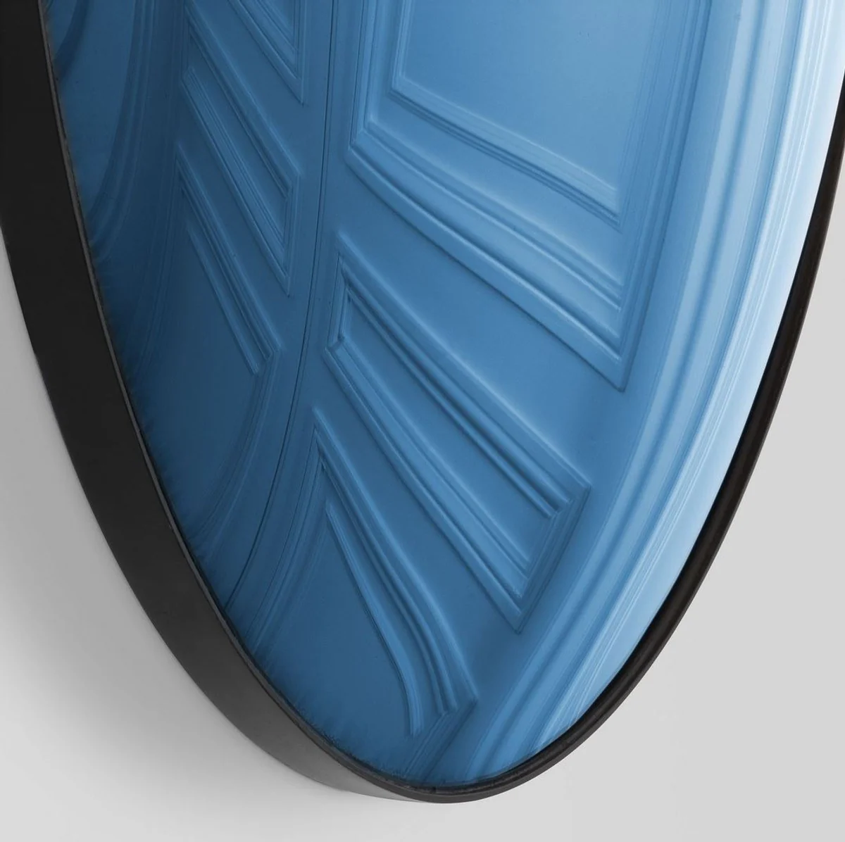 Luxus Spiegel Blau / Schwarz Ø 91 cm - Runder konvexer Wandspiegel - Luxus Möbel