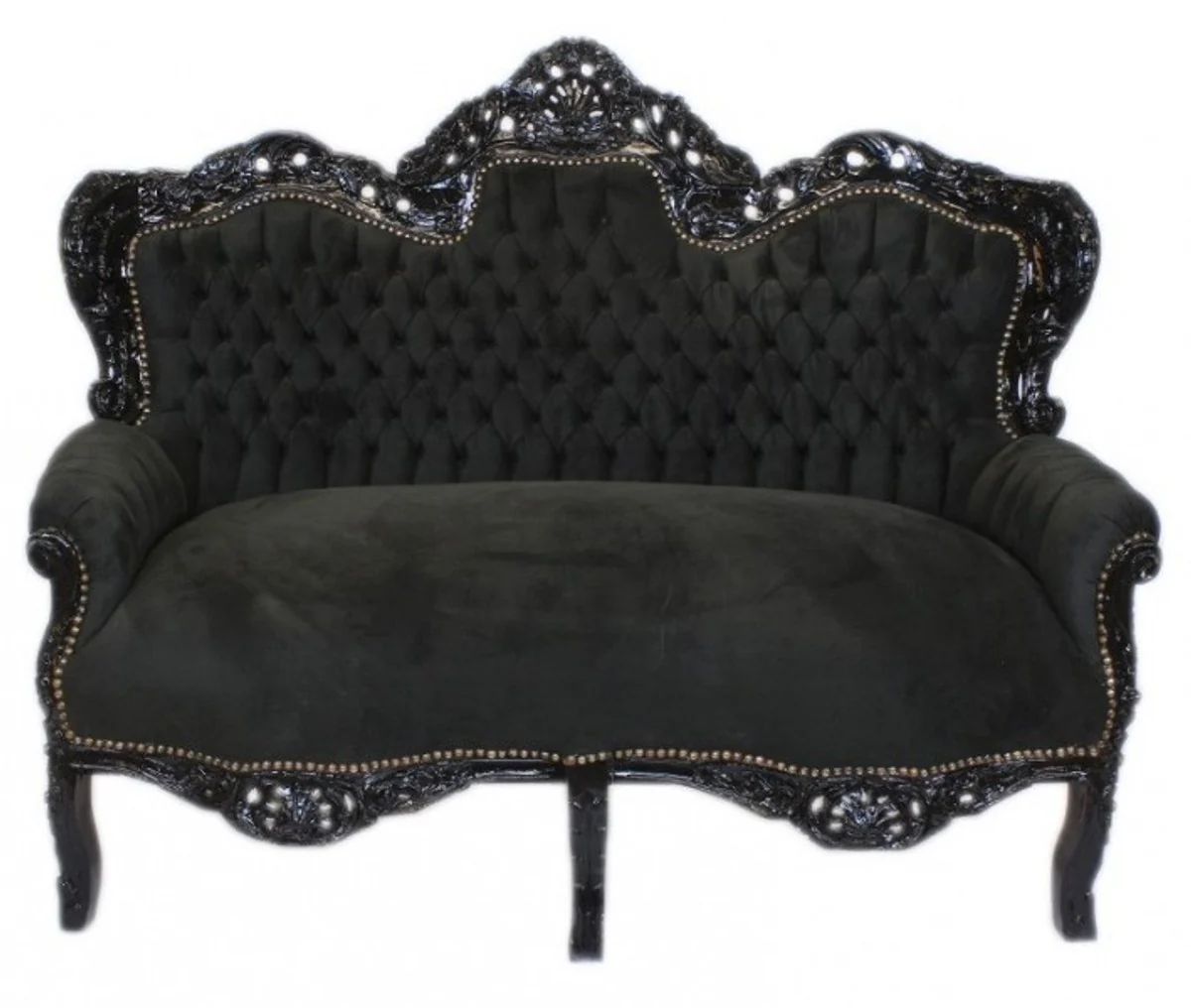 Barock Wohnzimmer Set King Schwarz / Schwarz - 2er Sofa + 2 Sessel