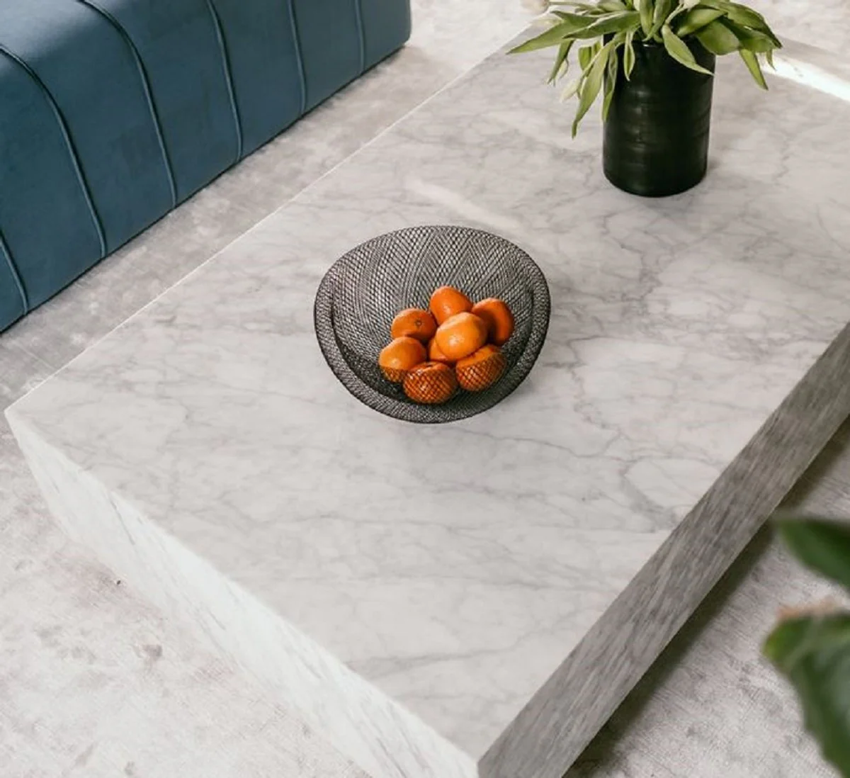 Luxury coffee table white 135 x 80 x H. 35 cm - Rectangular living room table made of Carrara marble - Marble table - Luxury quality