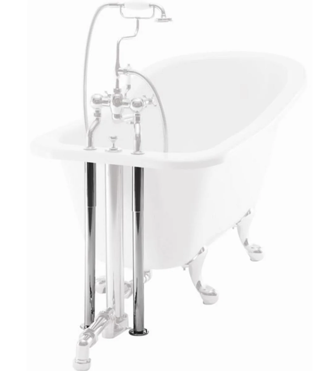 2 decorative chrome pipes for nostalgic bathtub natural stone freestanding 1700mm BCha