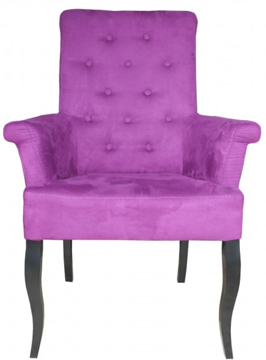 Luxury dining room chair purple / black with armrests - Baroque furniture