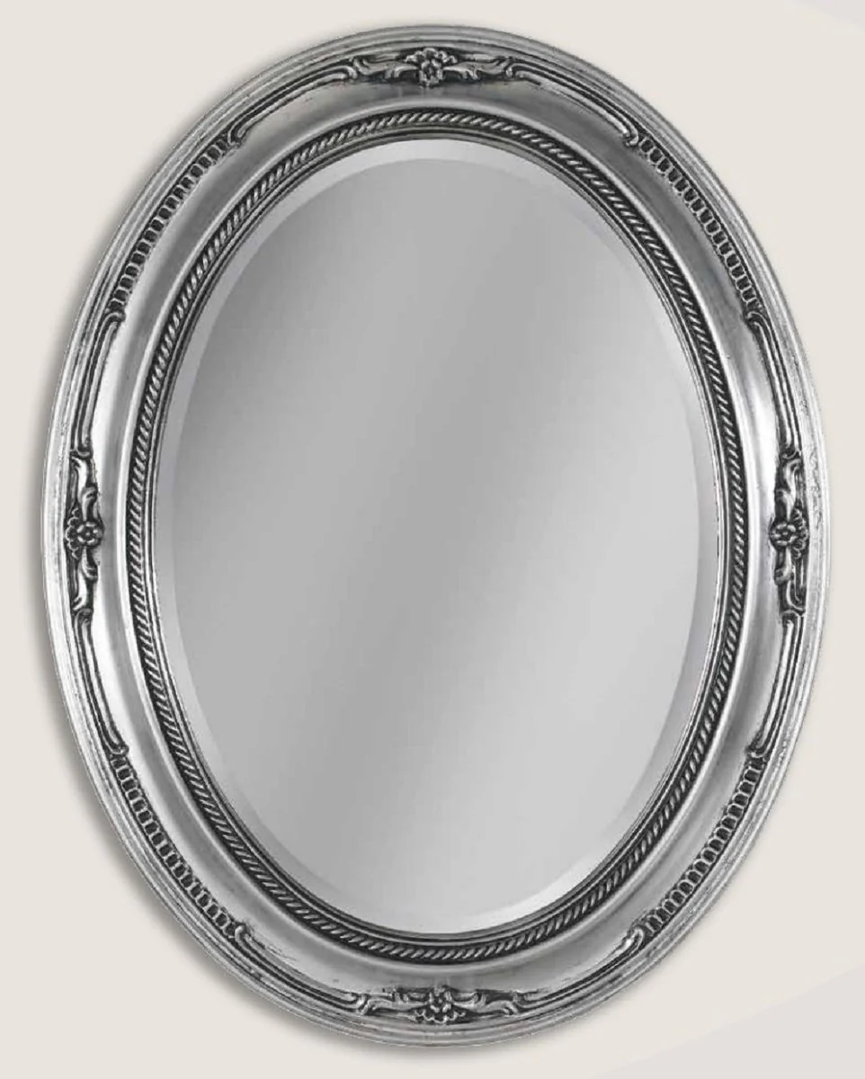 Luxury Baroque Wall Mirror Silver - Oval Mirror in Baroque Style - Baroque Living Room Mirror - Baroque Wardrobe Mirror - Baroque Furniture