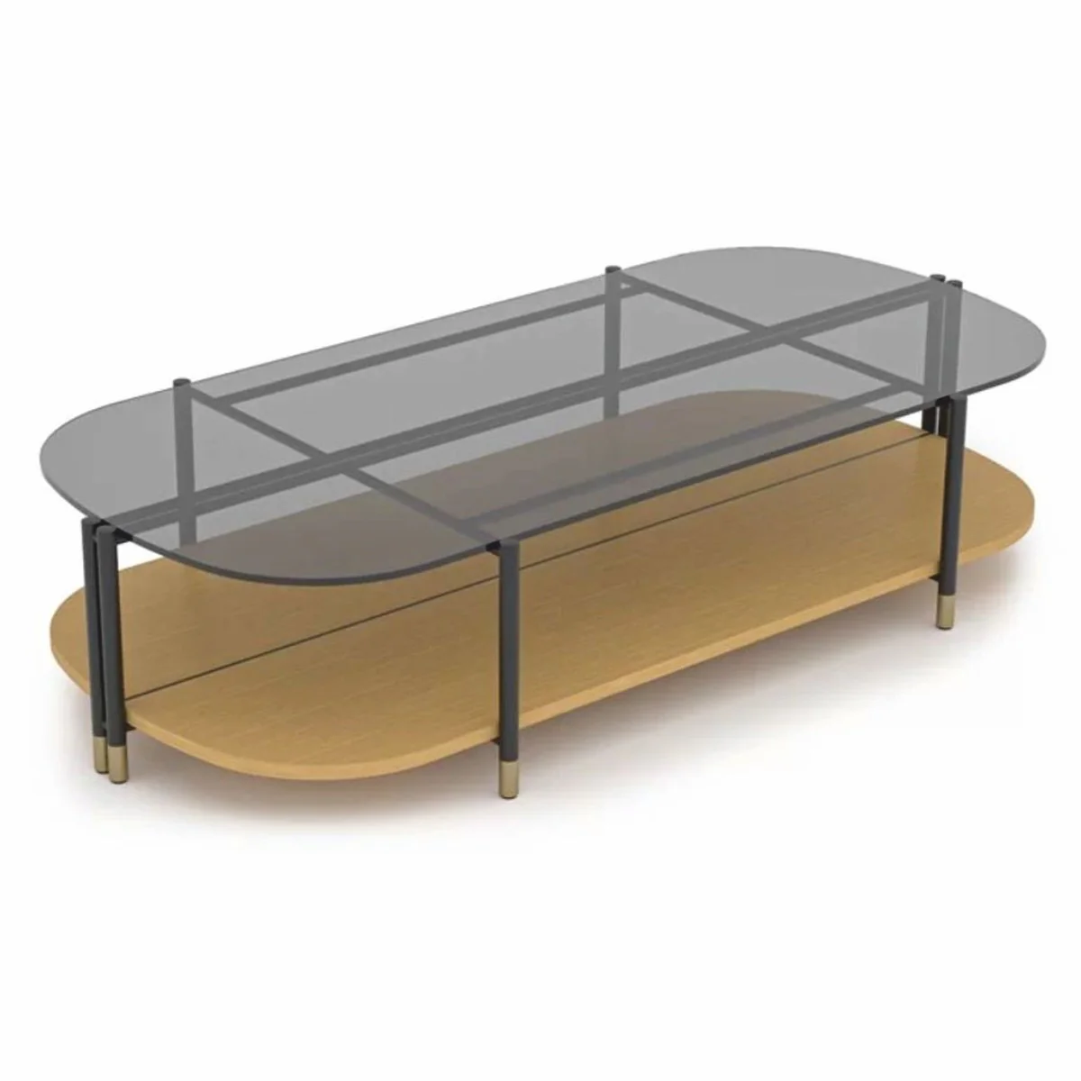 Luxury coffee table natural colors / gray / brass 155 cm - living room & hotel furniture