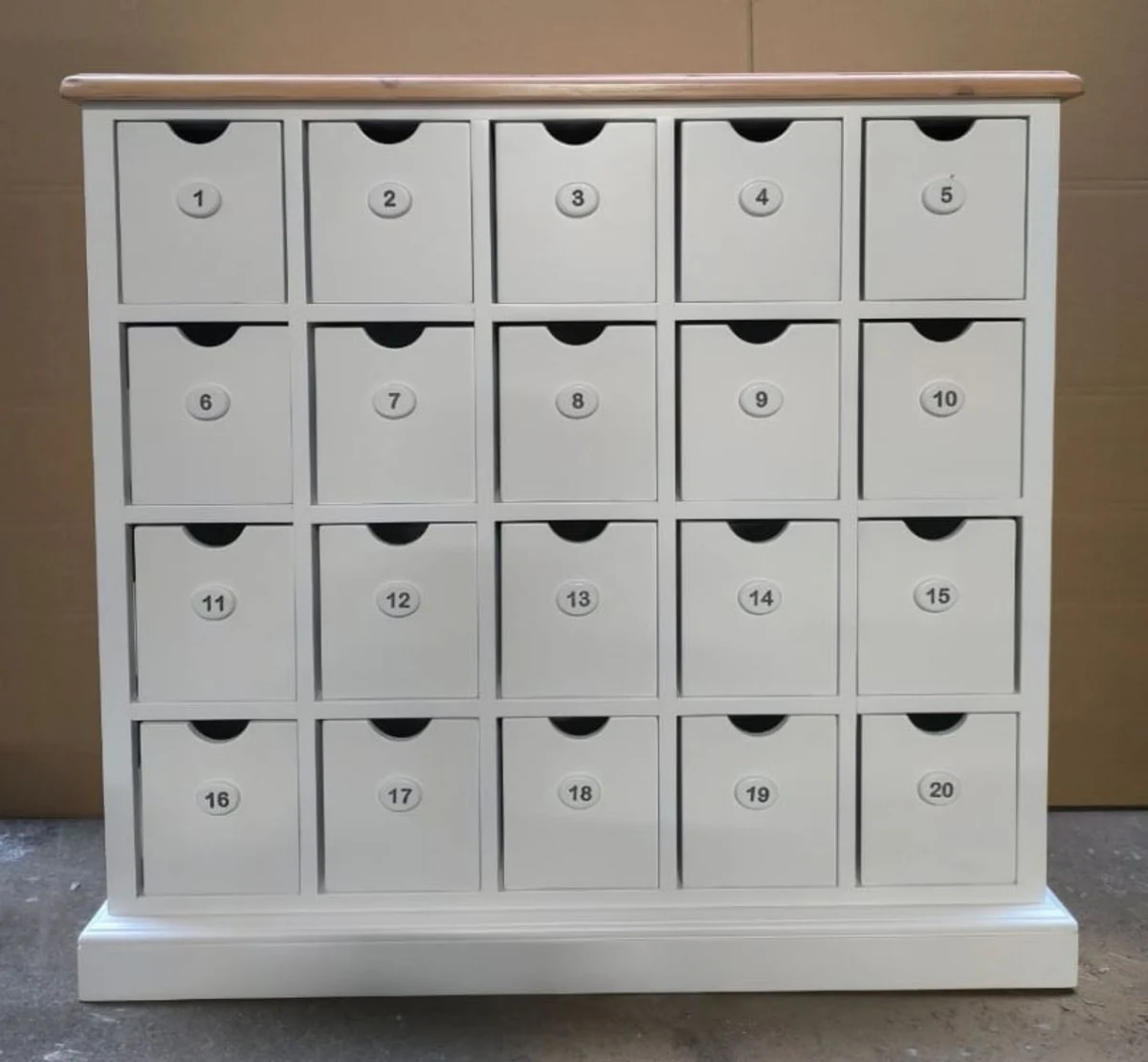 Landhausstil Apothekerkommode mit 20 Schubladen Weiß / Braun 105 cm