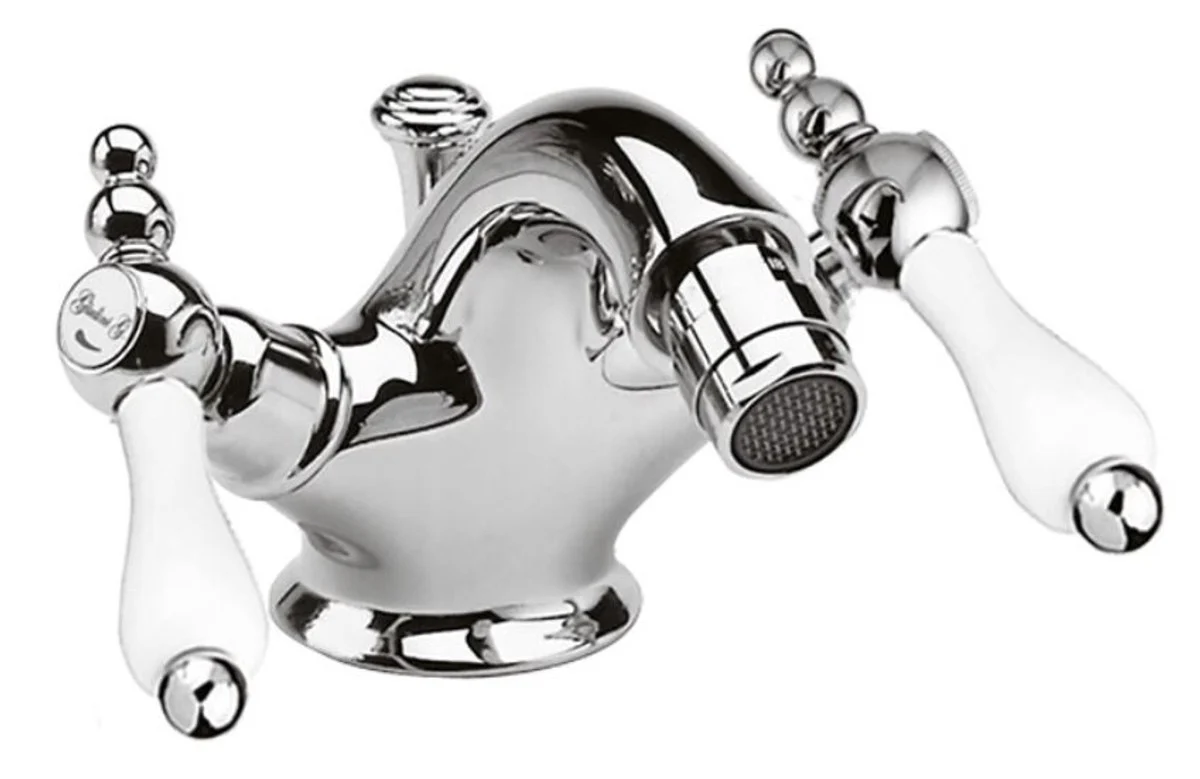 Art Nouveau Retro Bidet Mixer Bathroom Washbasin Mixer Silver / White H. 10.5 cm - Luxury Quality
