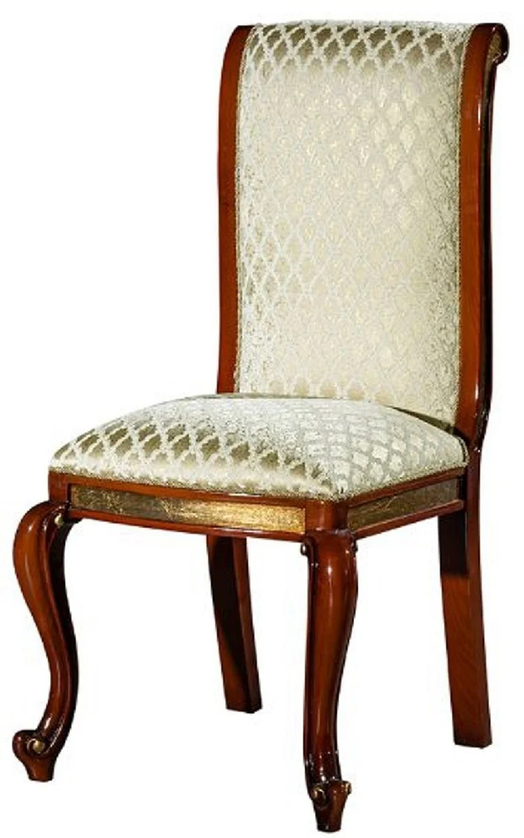 Luxury Baroque Dining Room Chair Gold Pattern / Brown / Antique Gold H. 105 cm