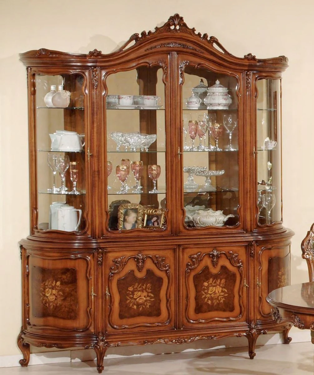 Luxury Baroque Display Cabinet Brown - Handcrafted Italian Baroque Style Display Cabinet with 8 Doors - Baroque Style Furniture - Italian Baroque Furniture - Luxury Quality - Made in Italy