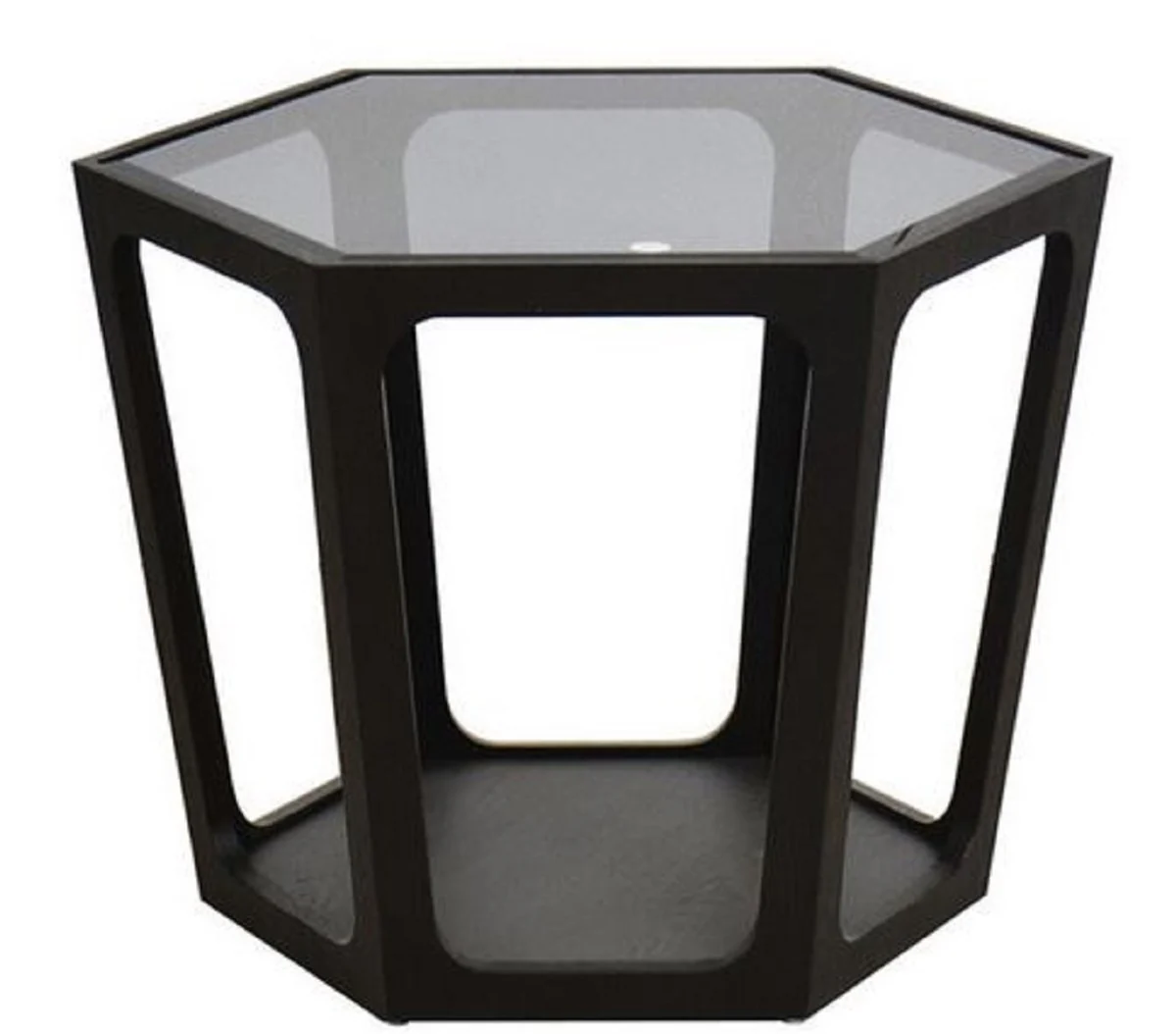 Luxury coffee table black 70 x 61 x H. 44 cm - living room table with black tinted glass top - living room furniture - luxury furniture