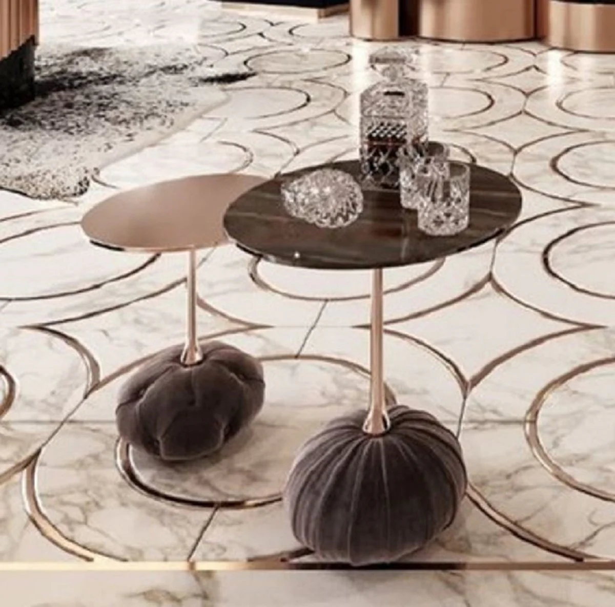 Luxury side table set black / copper