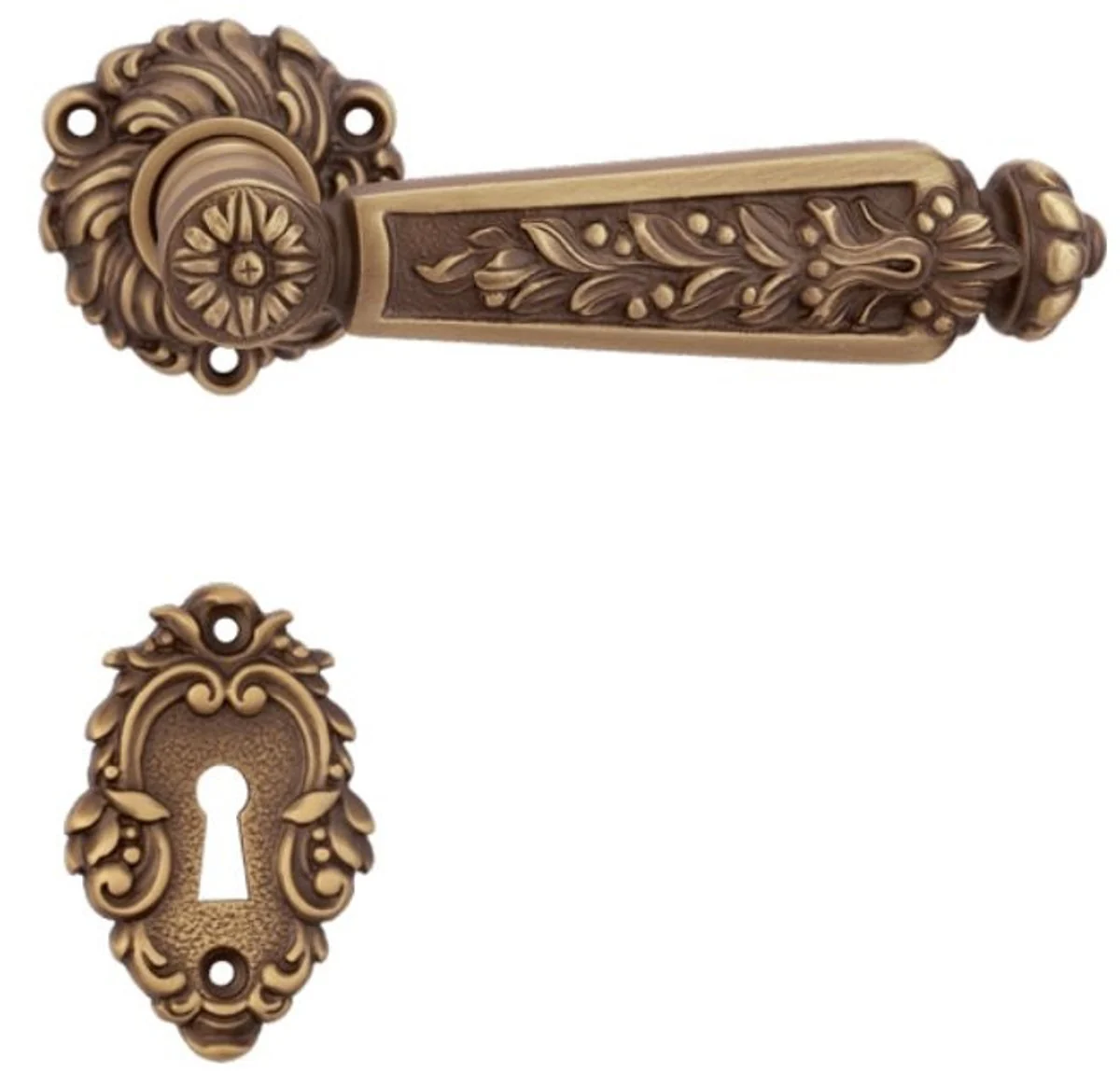 Baroque door handle set brass patinated 14 x H. 5 cm - Baroque furniture