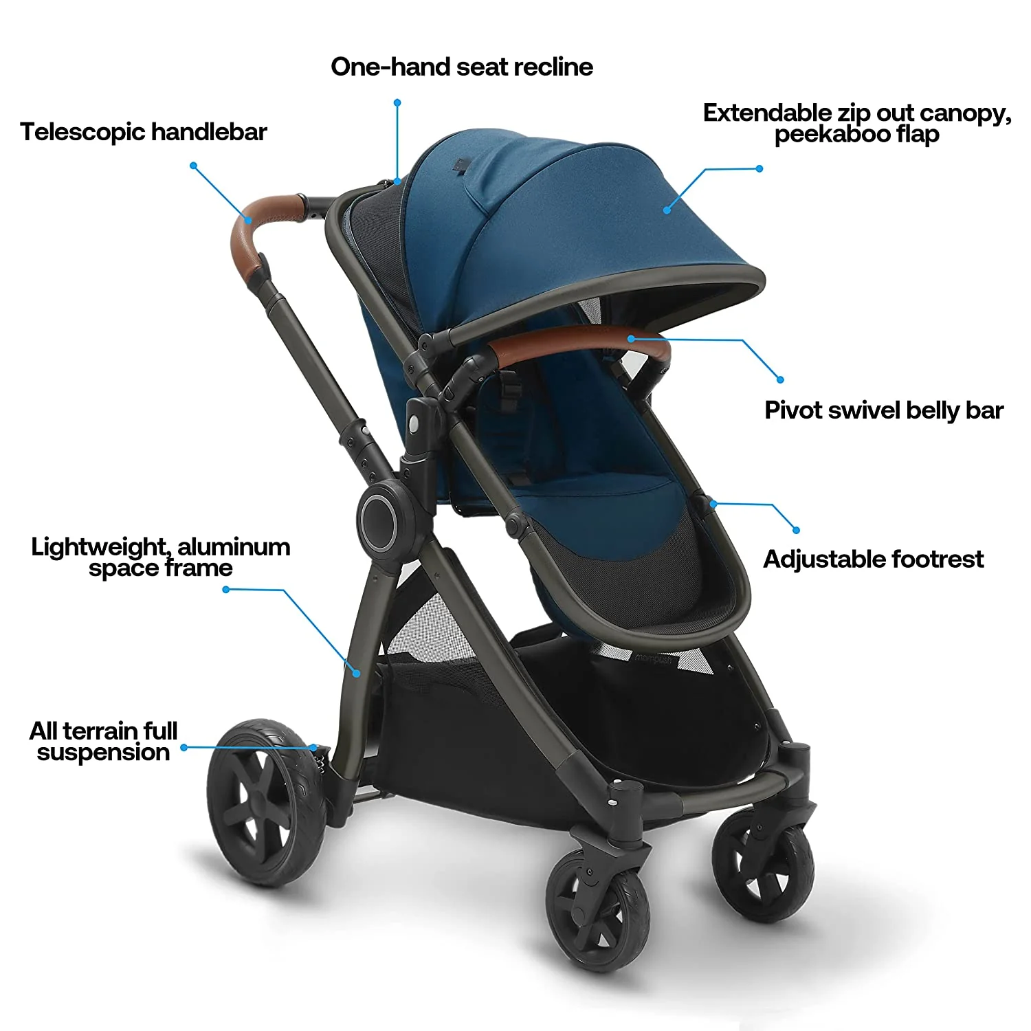 Kinderwagen mit abnehmbarem Stubenwagen – Kinderwagen in voller Größe für bequeme Ausflüge mit dem Baby – Kleinkind-Kinderwagen mit umkehrbarem Kinderwagensitz – Kinderwagen mit leichtgängigem Stubenwagen