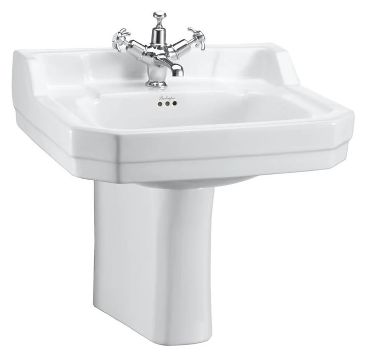 Porcelain washbasin with half base 56 x 47 x H. 56 cm