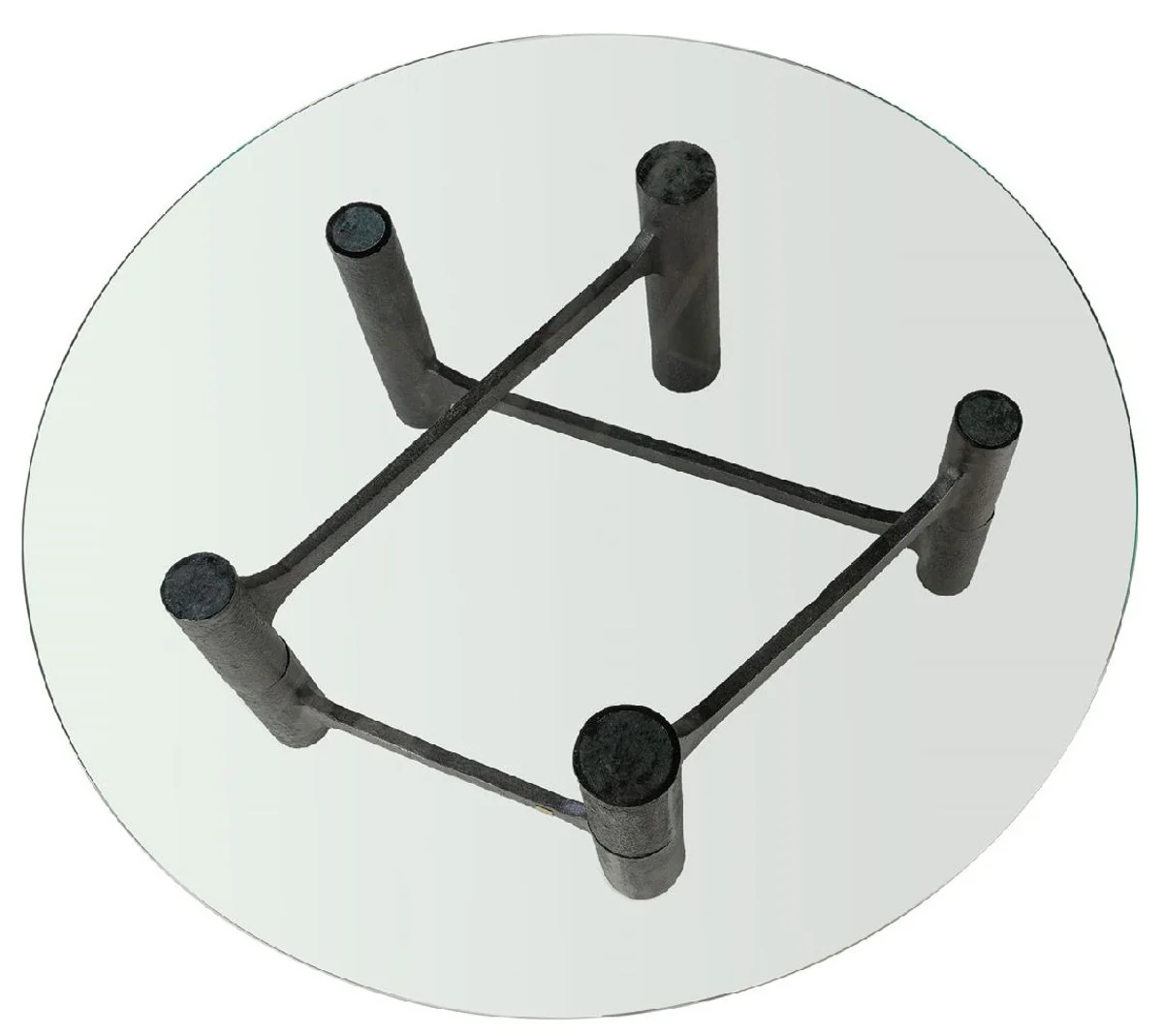 Luxury coffee table antique black Ø 110 x H. 40.5 cm - Round aluminum living room table with glass top - Living room furniture - Luxury furniture - Luxury furnishings