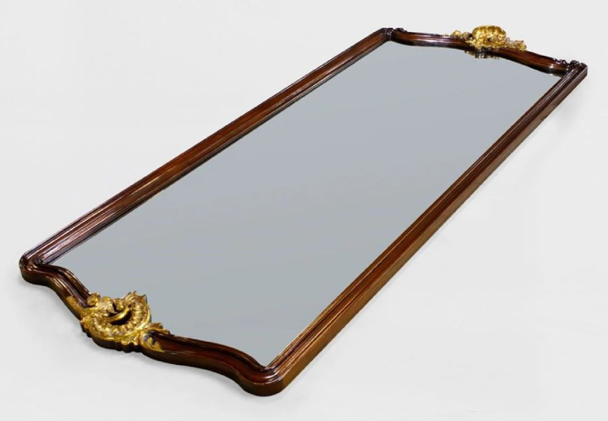 Luxury baroque mirror dark brown / antique gold - magnificent wall mirror in baroque style - antique style wardrobe mirror - living room mirror - baroque decorative accessories - noble & magnificent