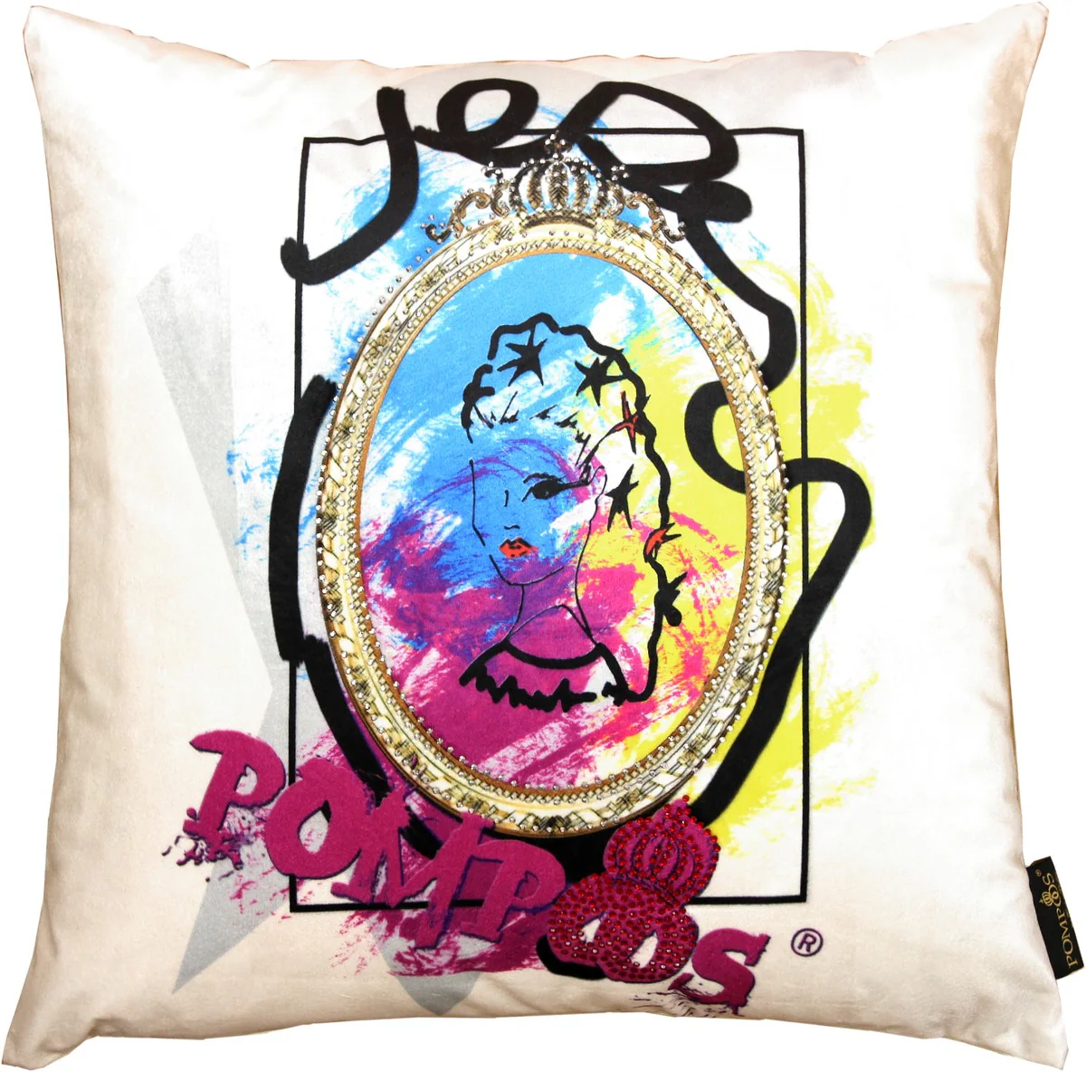Harald Glööckler Designer Decorative Cushion Pompöös by with Glitter Stones Princess in Mirror - Art Collection -