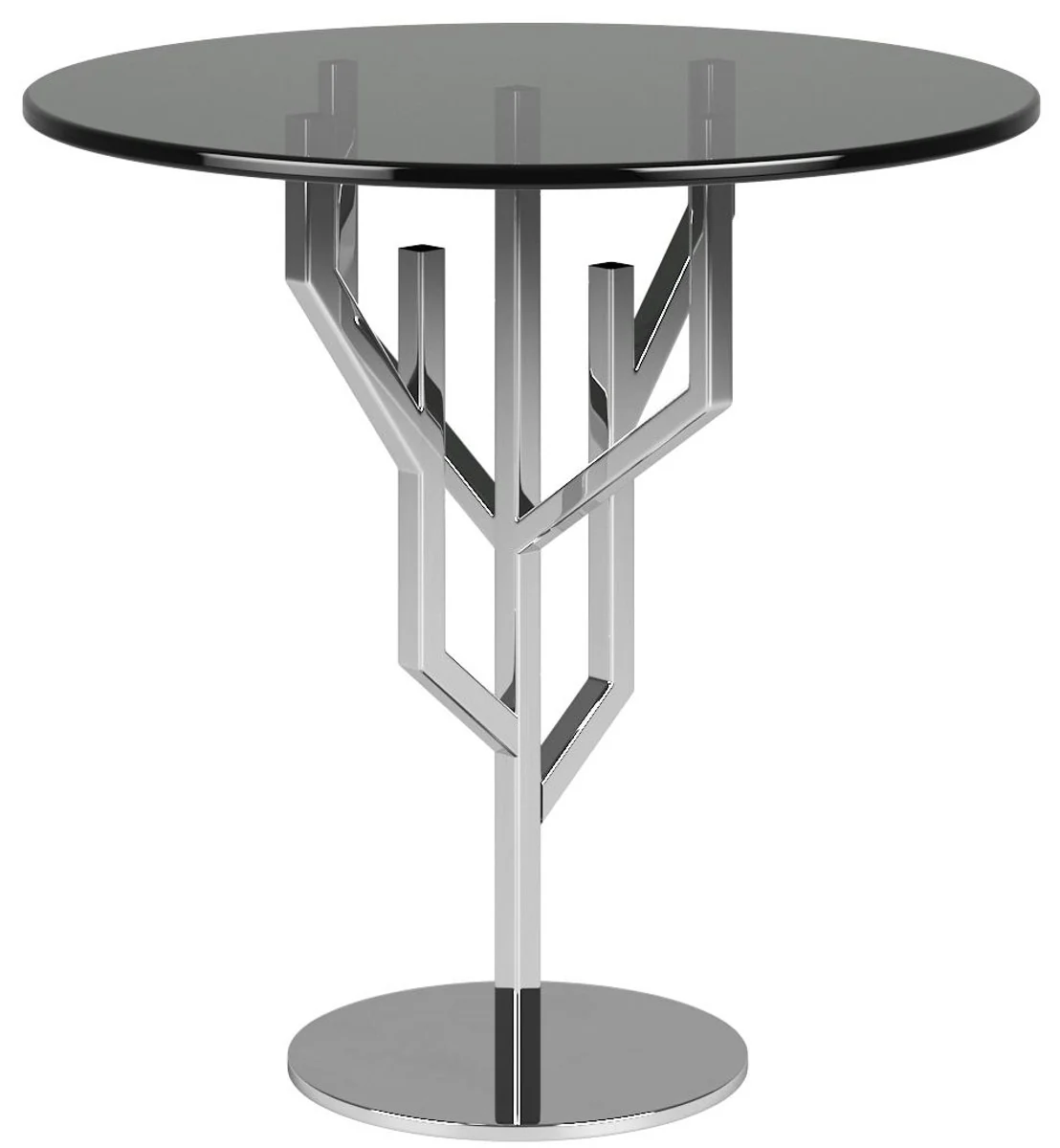 Luxury side table gray / silver Ø 45 x H. 58 cm - Elegant round table with glass top - Luxury living room furniture