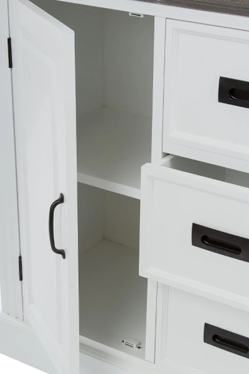 Country house style chest of drawers with door and 3 drawers white / gray 80 x 40 x H. 85 cm - country house style furniture