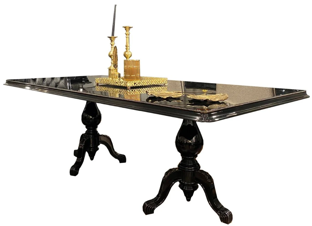 Luxury baroque dining table black / antique gold 225 x 115 x H. 80 cm - Elegant dining room table - High-quality dining room furniture in the baroque style