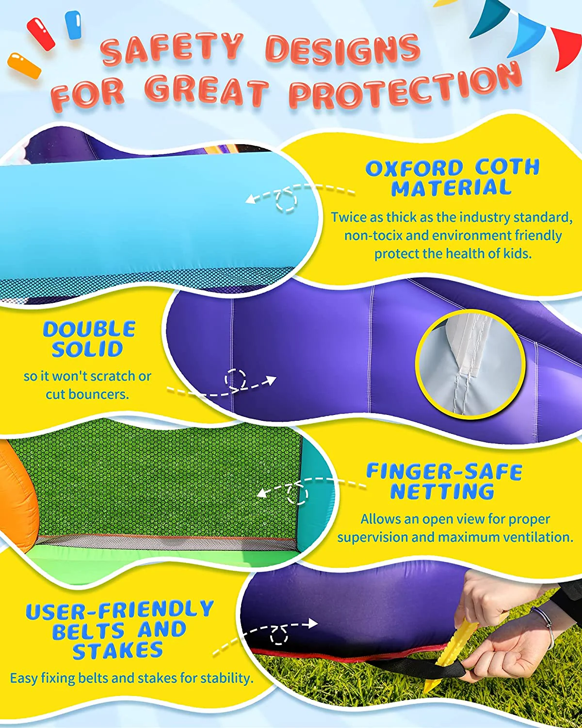 AirMyFun Aufblasbare Wasserrutsche, Wasserhüpfhaus für Nass und Trocken, Kinder-Hüpfhaus-Wasserpark mit Luftgebläse, Wasserspray, Planschbecken, A83021