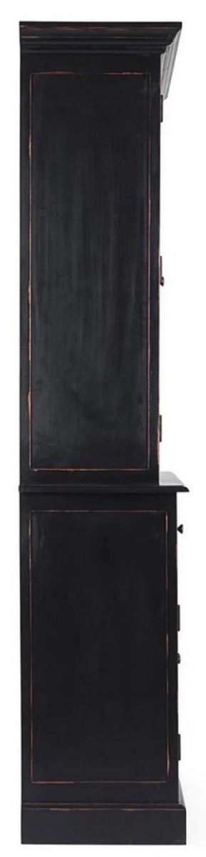 Country house style cabinet antique black 111.4 x 42.5 x H. 203 cm - country house style dining room cabinet with 4 doors and 2 drawers - country house style display cabinet - country house style dining room furniture