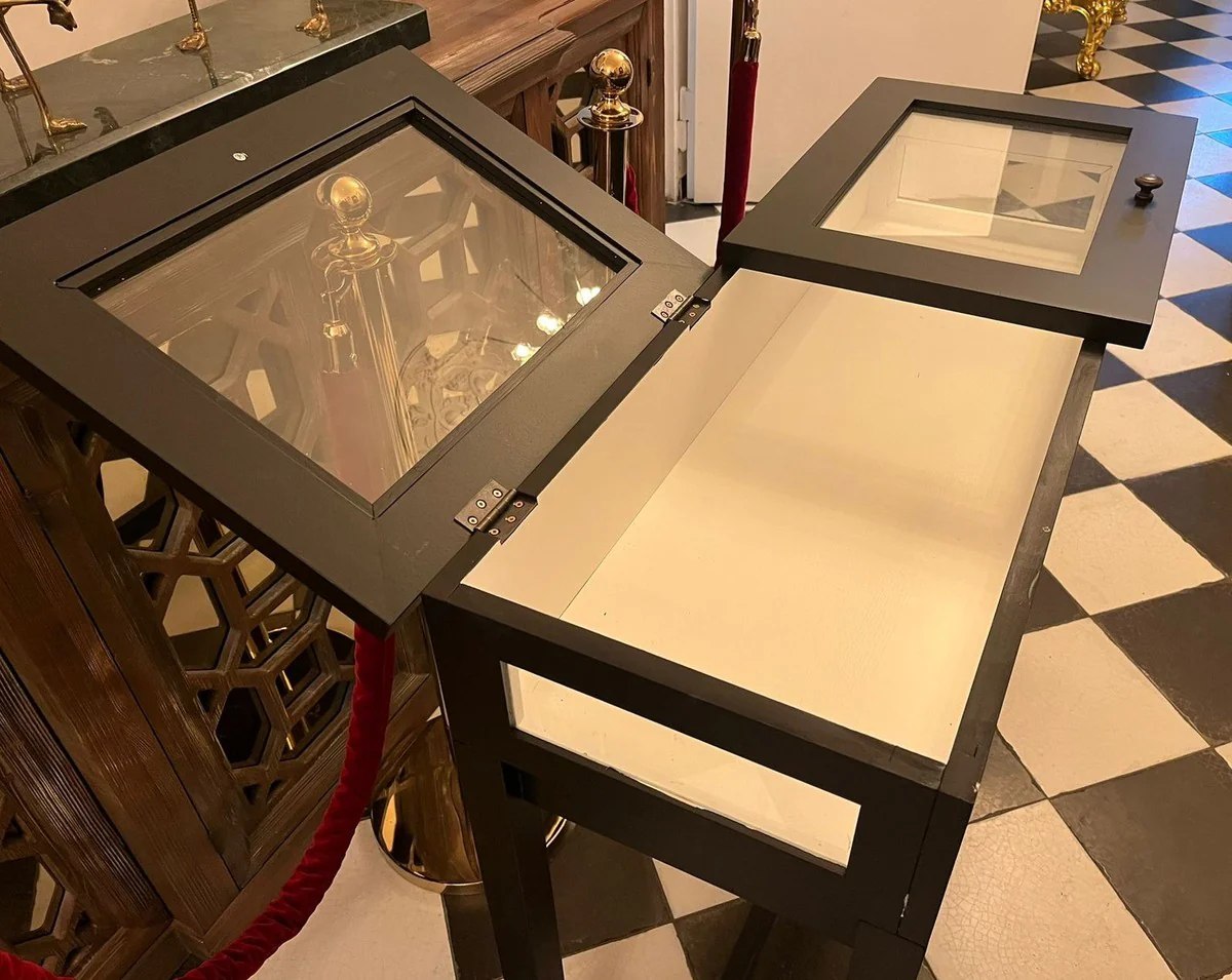 Country house style shop display case black / white 110 cm