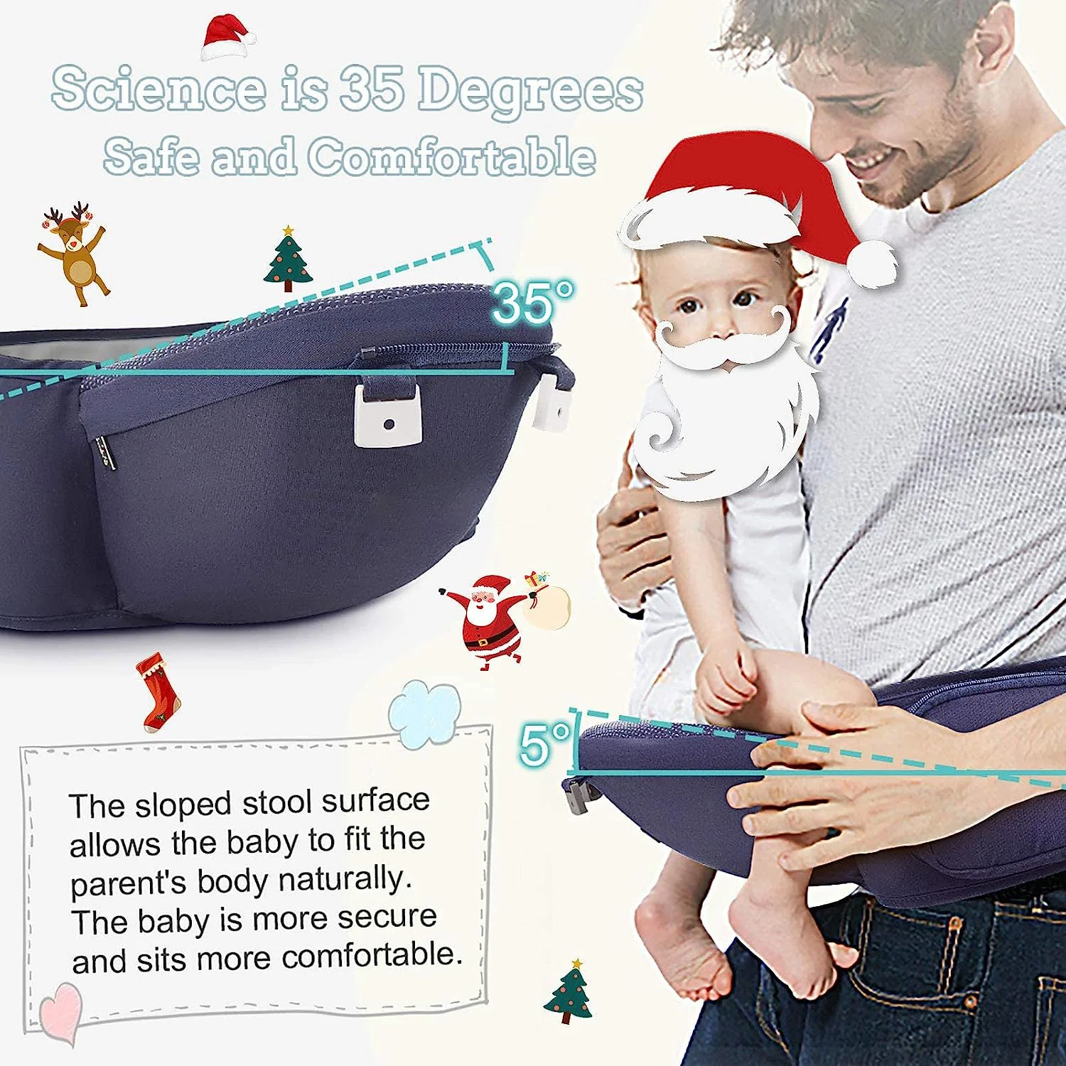 Baby – Tragehilfe, 6-in-1-Babytrage mit Taillenhocker, Babytrage mit Hüftsitz zum Stillen, Einheitsgröße – passend für Neugeborene, Säuglinge und Kleinkinder (blau)