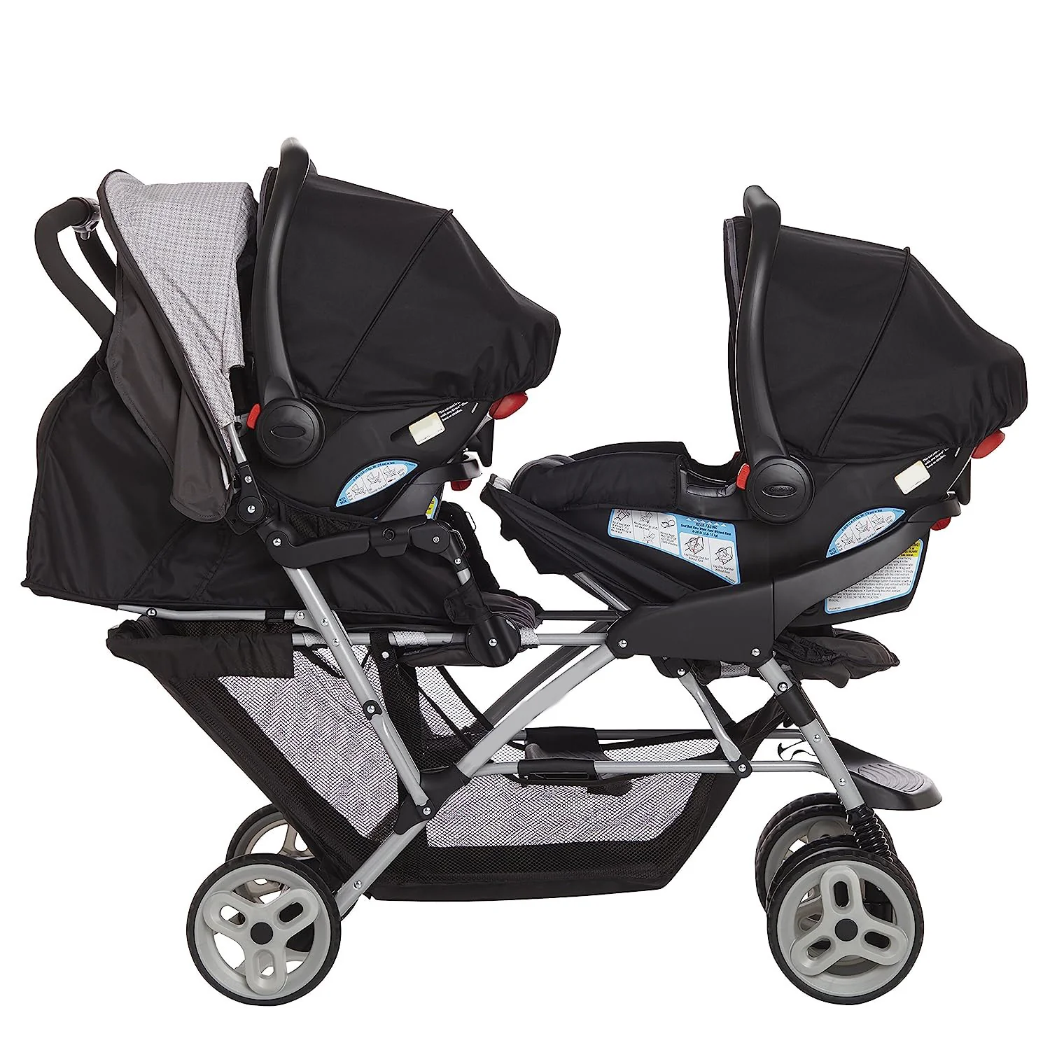 Double Stroller | Leichter Doppelkinderwagen mit Tandemsitzen, Glacier