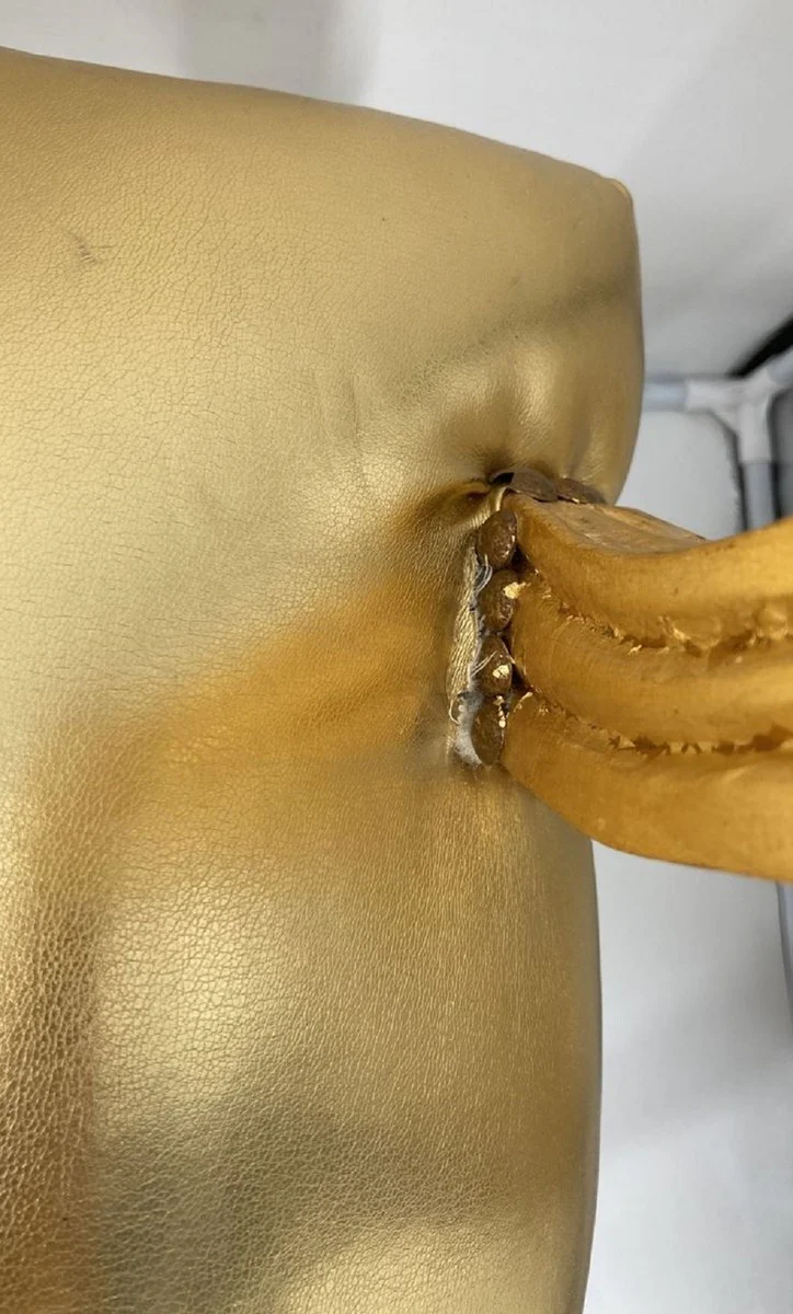 Baroque dining room chair with armrests gold / gold - handmade faux leather chair in baroque style - baroque dining room furniture