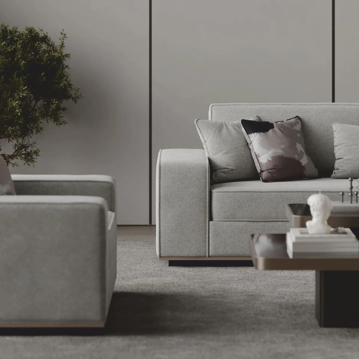 Luxus Sofa Grau 263 cm - Hotel & Wohnzimmer Möbel